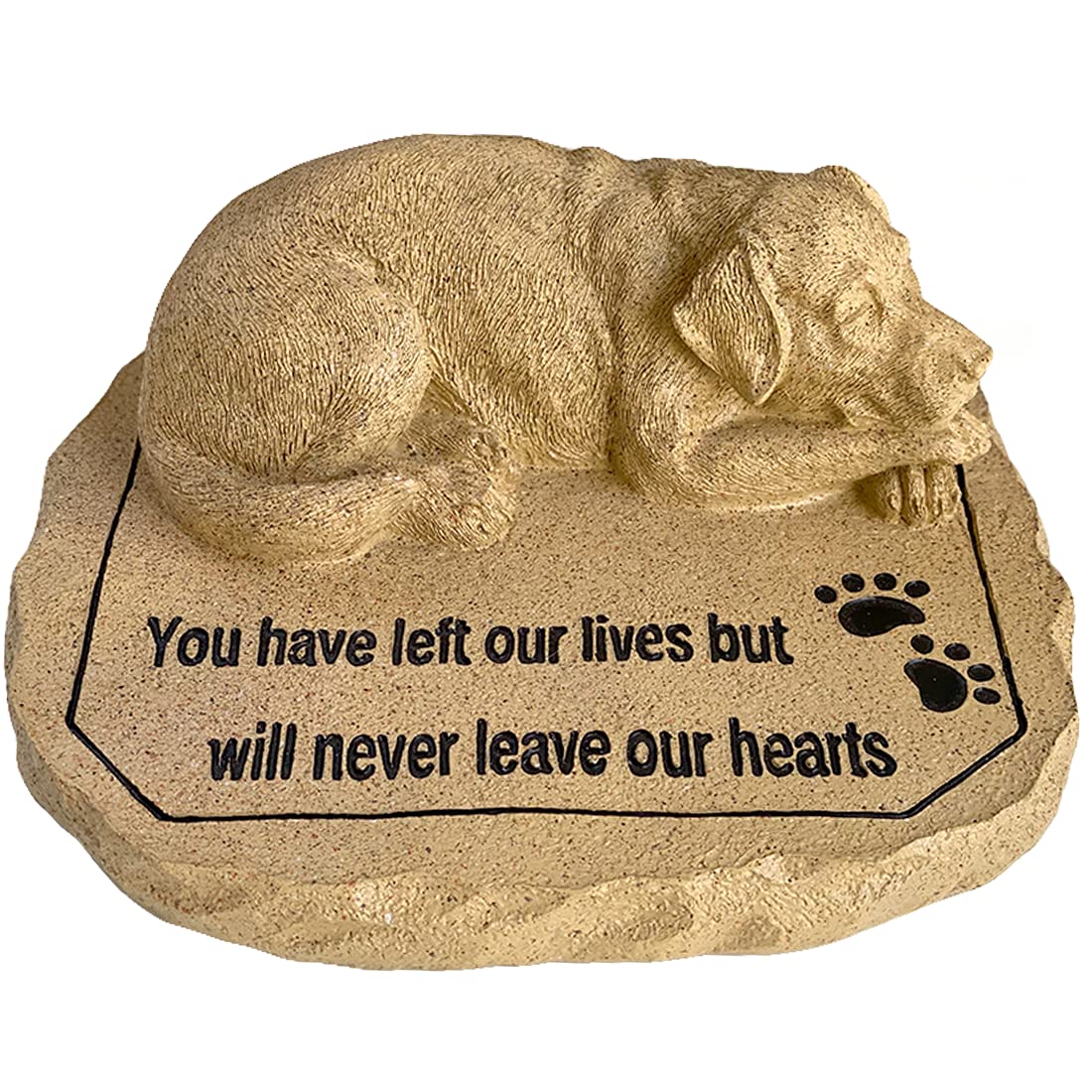 Lily's Home Memorial Dog Stone. Made of Poly Resin Outdoor Material. 8 1/4 Inch Long