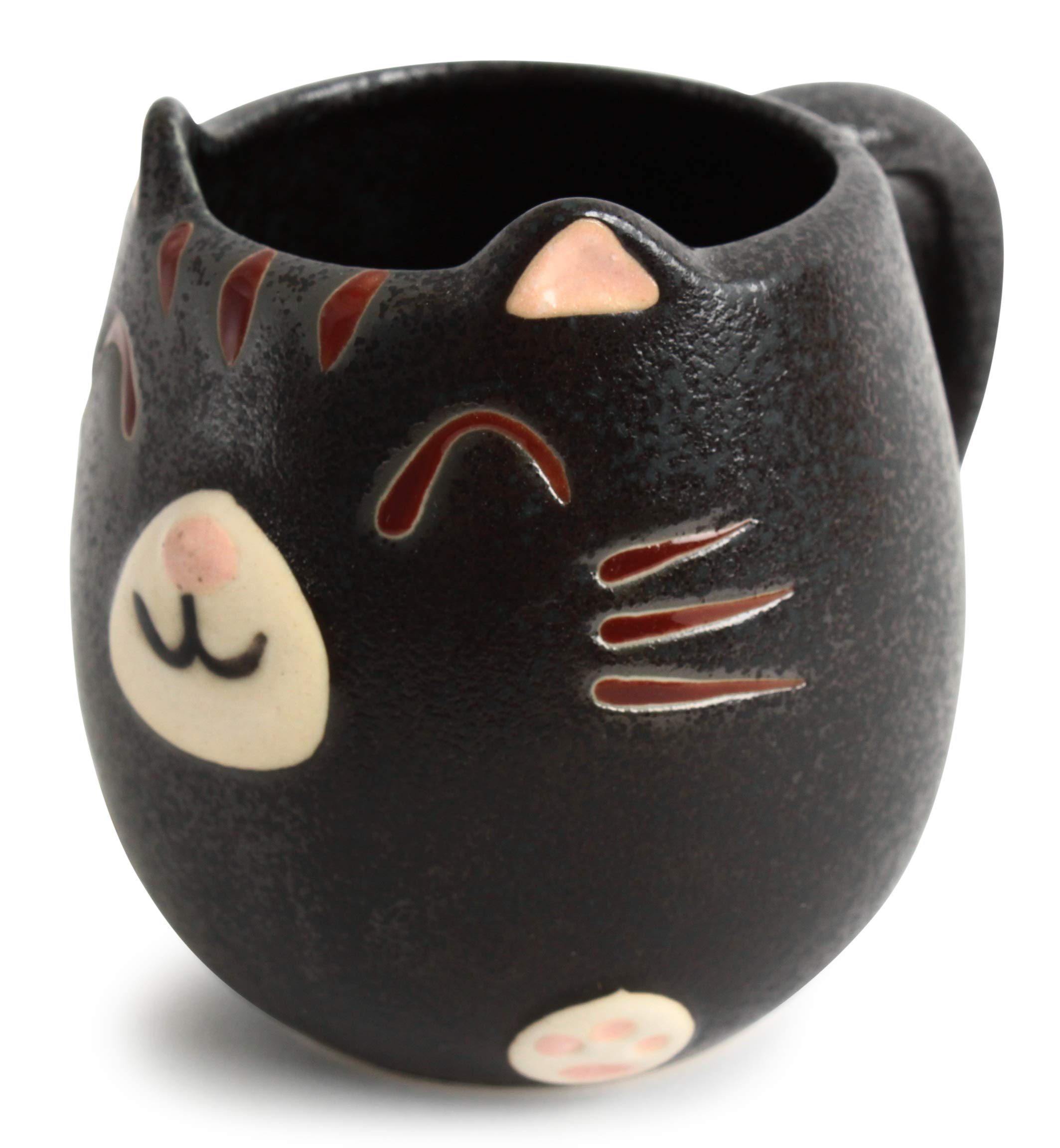 Mino ware Japanese Pottery Mug Cup Cat Shape Matte Black made in Japan (Japan Import) CPM009