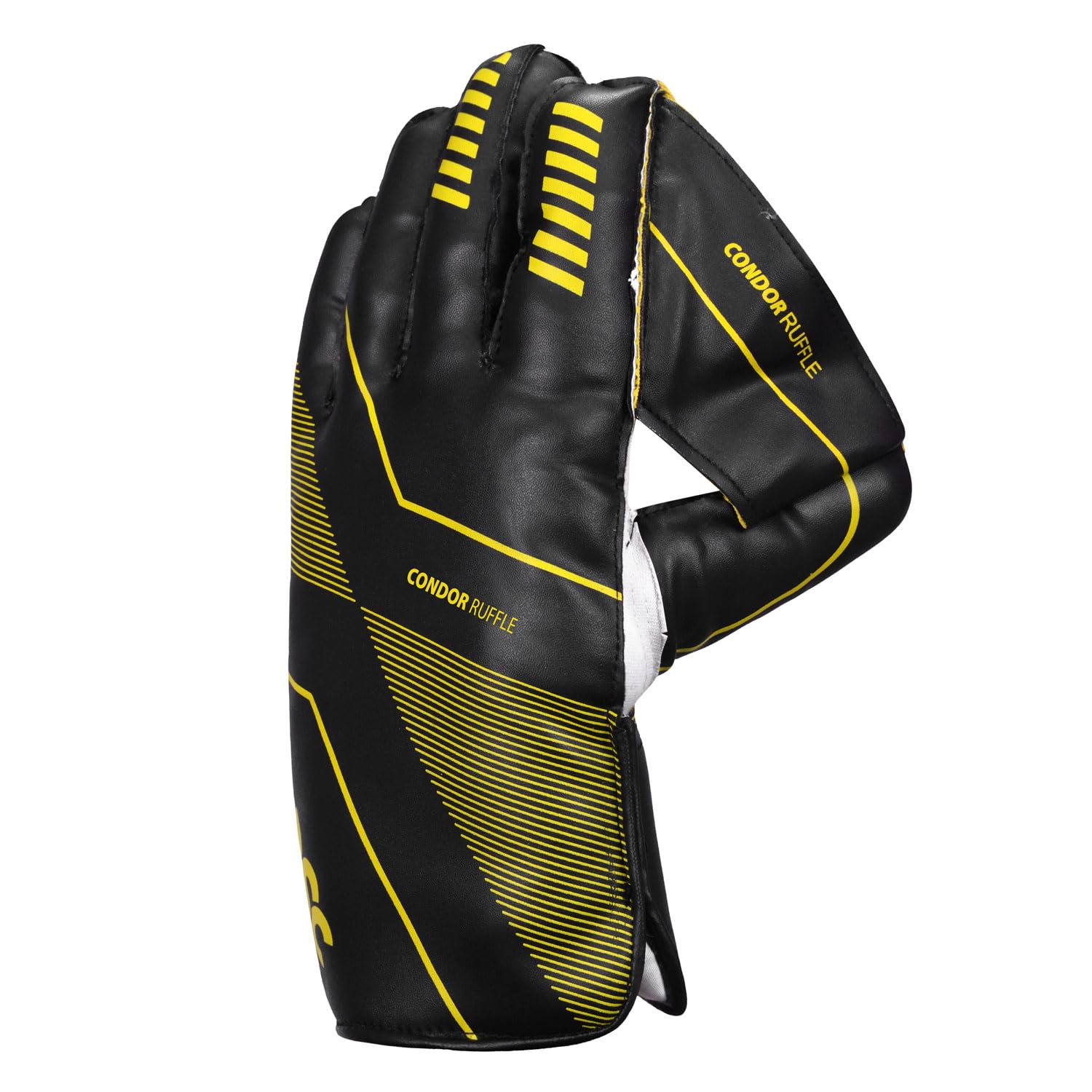 DSC Condor Ruffle Leather Cricket Wicket Keeping Gloves (Black) | Closure Type: Slip on | For Both-Hand Players | Cricket Wicket Keeping Protection