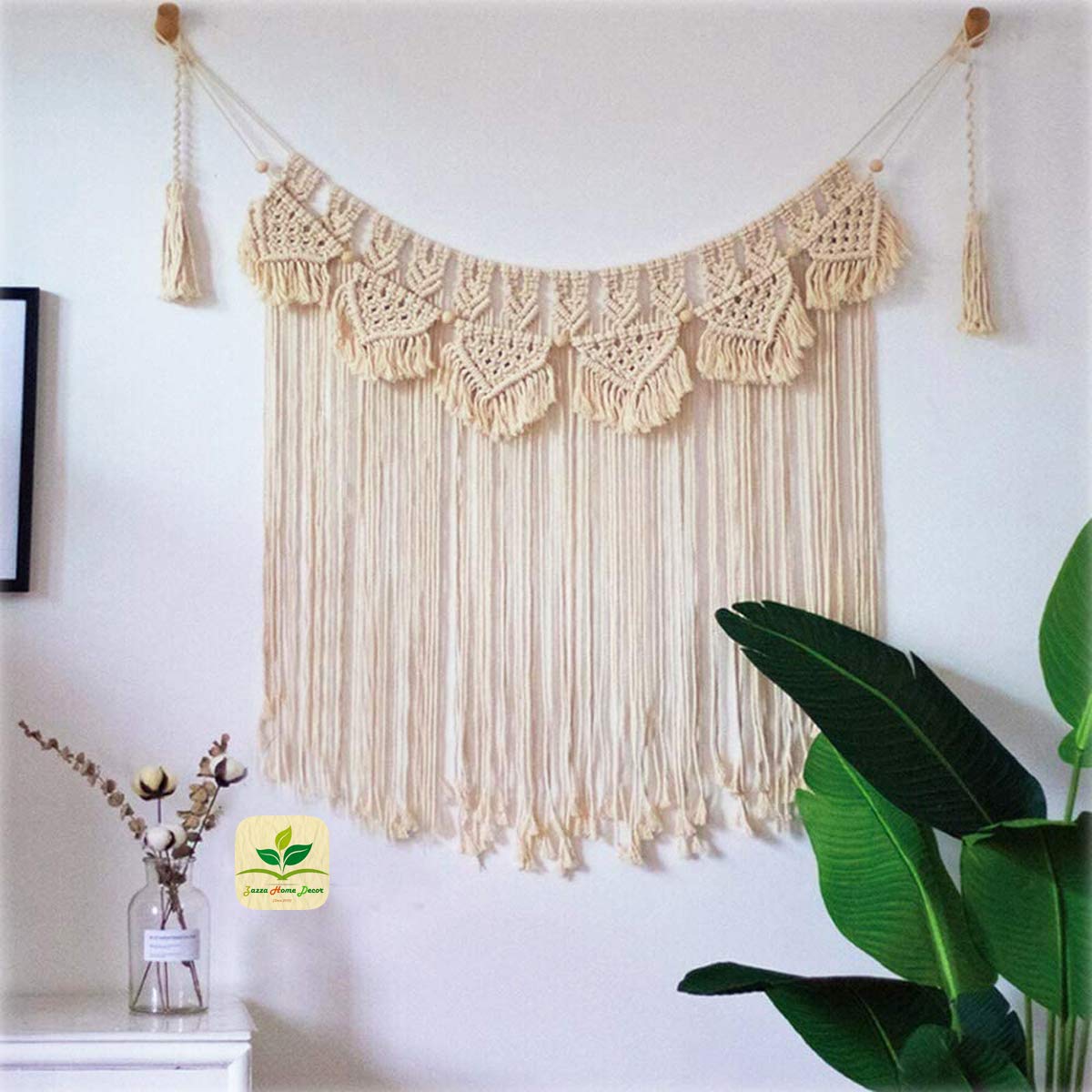 Zazza Home Decor Cotton - Boho Decor Macrame Woven Wall Hanging Boho Chic Bohemian Home Geometric Art Decor - Beautiful Apartment Dorm Room Decoration Dream Catcher. (Pattern - 9)