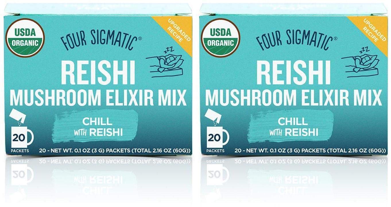 Four Sigmatic Foods Reishi Mushroom Elixir Mix (Pack of 2) With Field Mint, Rose Hips and Tulsi, 20 Count Each