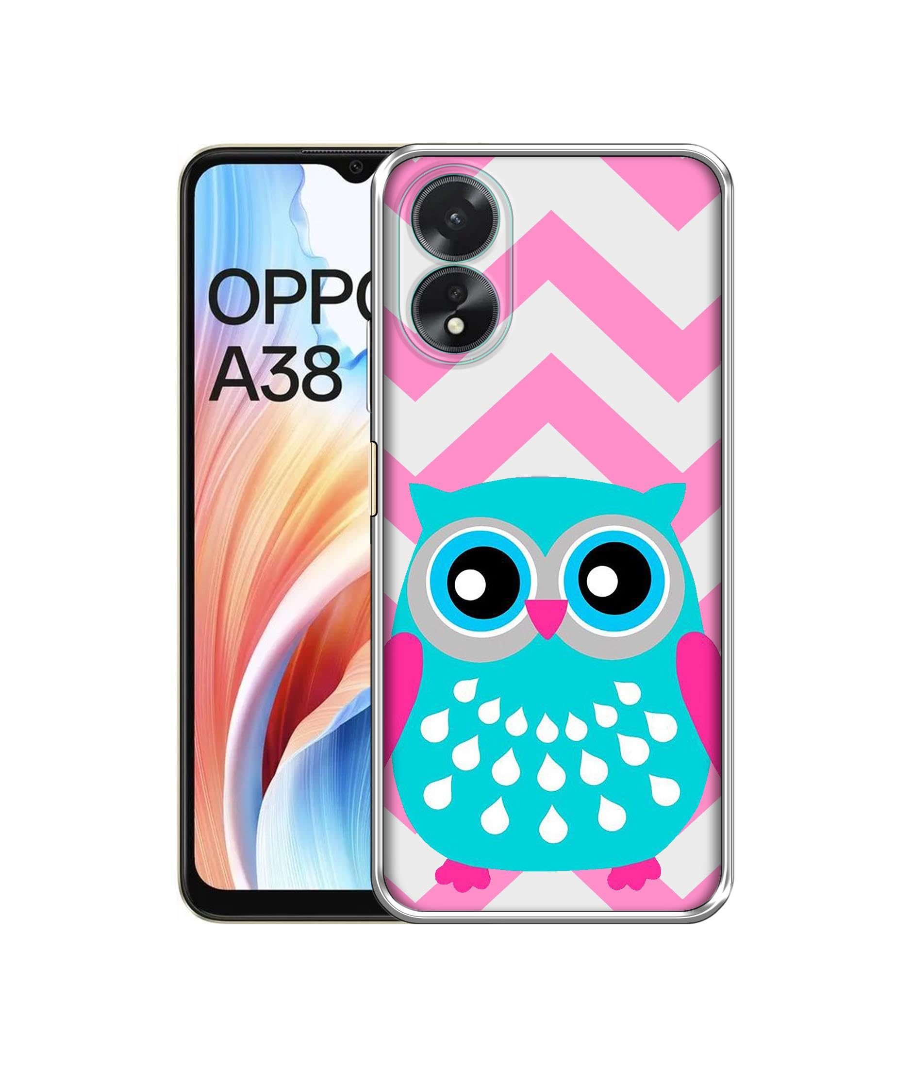 Amazon Brand- Solimo Basic Case for Oppo A38 4G (Silicone_Sky Blue Owl)