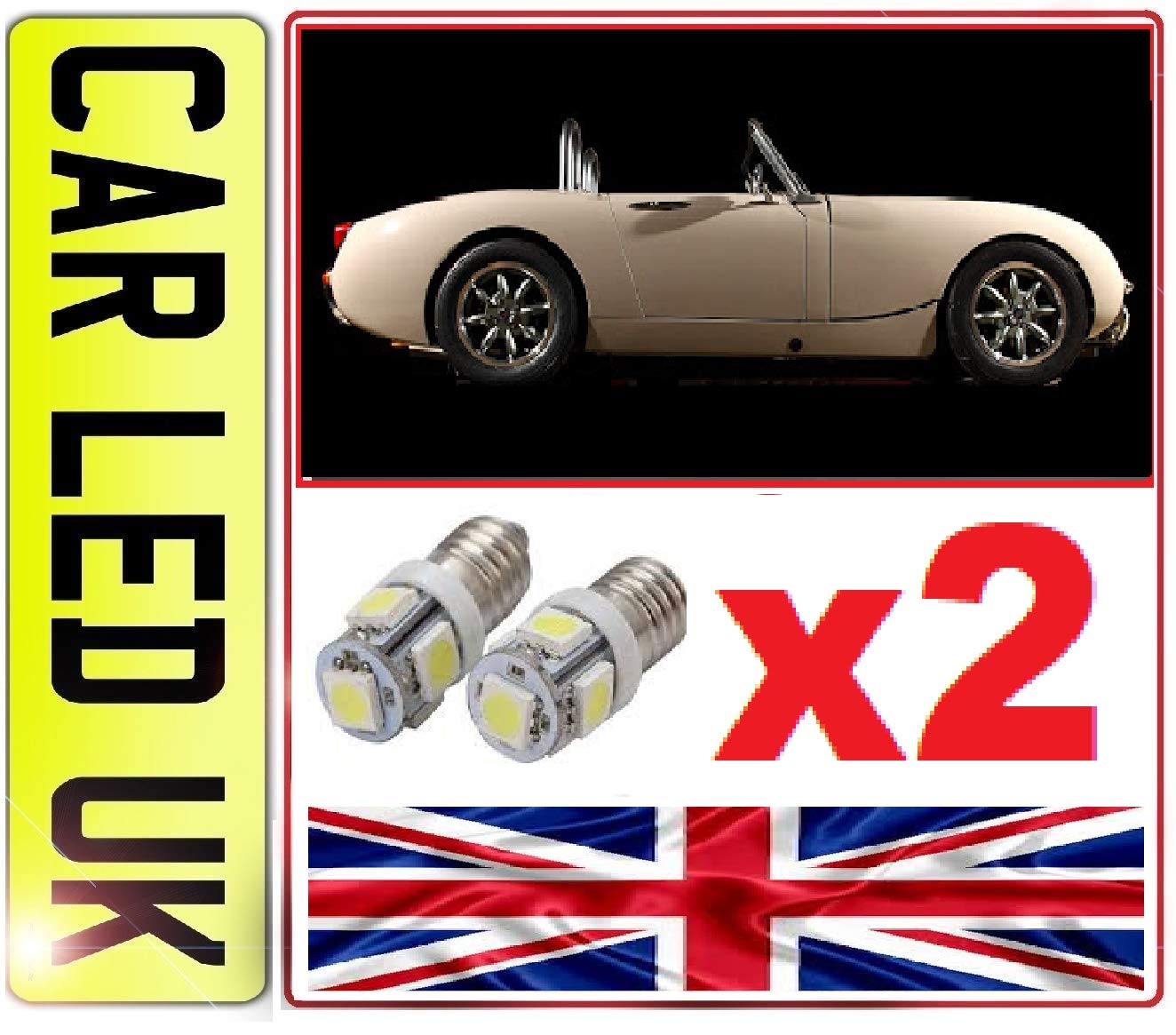 2 x E10 12v >> CLASSIC CAR Healey Frogeye Sprite Cambridge A40 LED Dashboard Instrument/Speedo >> BRIGHT WHITE LED BULB SAFE EFFECTIVE UPGRADE