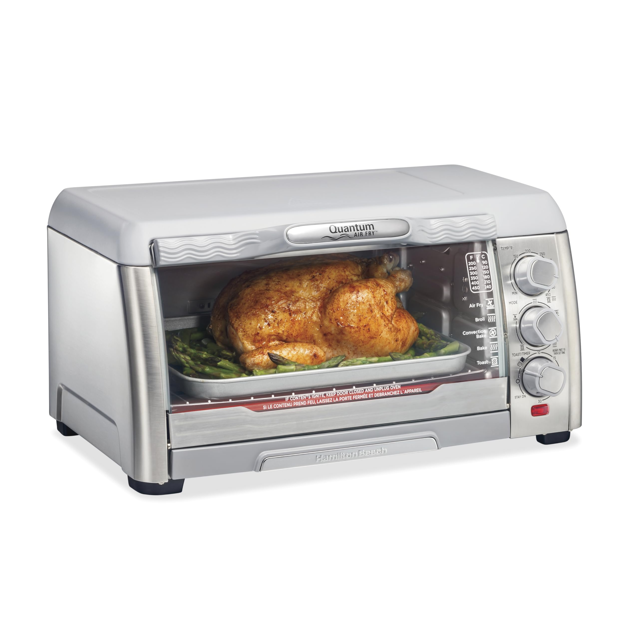 Hamilton BeachQuantum Toaster Oven Air Fryer Combo With Large Capacity, Fits 6 Slices Or 12” Pizza, 5 Functions for Convection, Bake, Broil, Stainless Steel (31350)