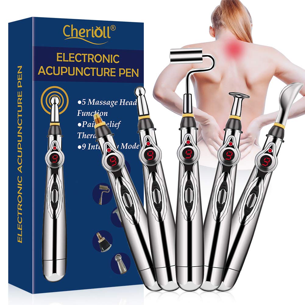 Cherioll Electronic Acupuncture Pen, 5-in-1Electronic Massage Pen, Meridian Energy Pen for Pain Relief, Pain Relief Therapy, Electric Meridians Acupuncture Machine, Massager Relief Pain Tools