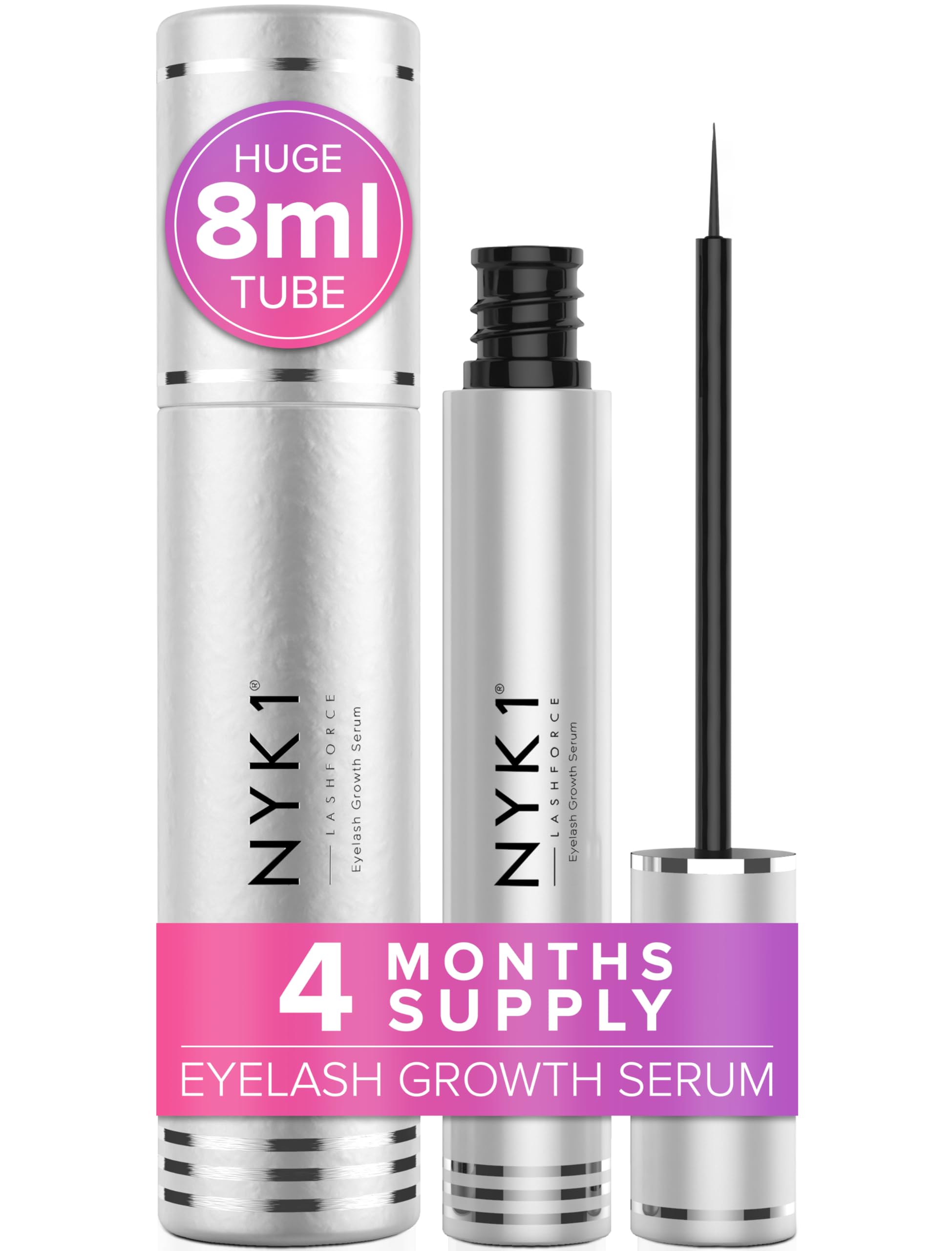 AMAZING Eyelash Growth Serum Lash Serum (XL Size - 8ml) NYK1 LashForce Eyelash Serum For Growth And Thickness - Lash Growth Serum For Eye lash Serum Growth To Grow Fuller Thicker Longer Natural Lashes