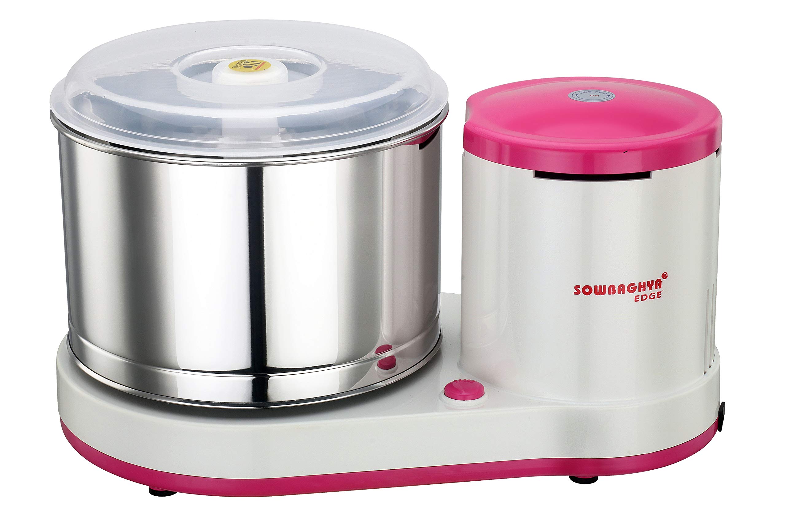 SOWBAGHYA Plastic Edge 150W Wet Grinder, Pink Table Top Wet Grinder Machine | Heavy Duty Motor | Ideal For Your Kitchen | 2Ltr Wet Grinder For All Kinds Of Batter For South Indian Dishes