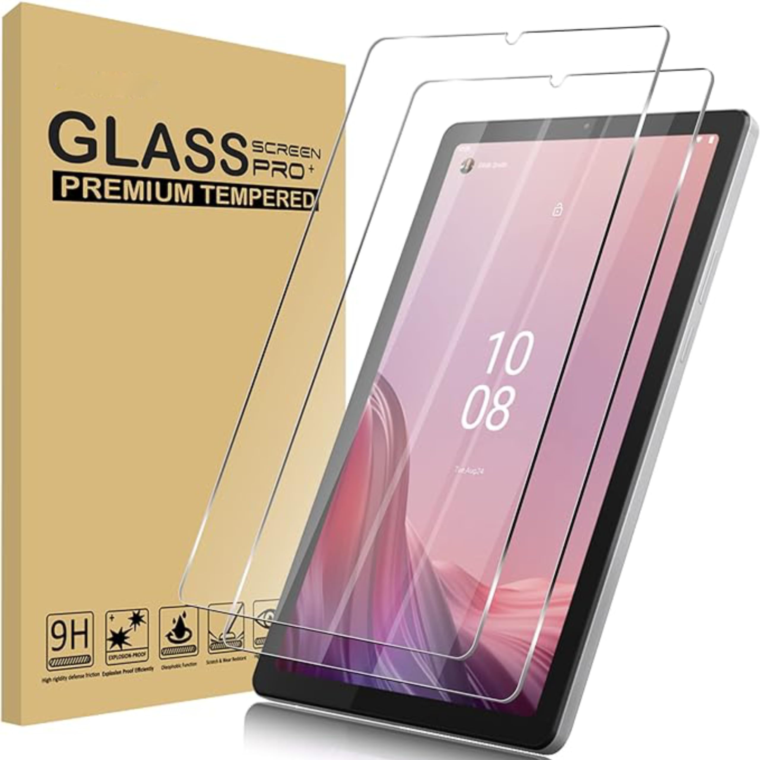 NESLIN 2PACK Screen Protector for Lenovo Tab M9 9.0" 2023 (Model: TB-310FU),Ultra-Clear/Case-Friendly/Touch Sensitive/Bubble Free/Anti-Scratch Screen Tempered Glass Film Mica para Lenovo Tab M9