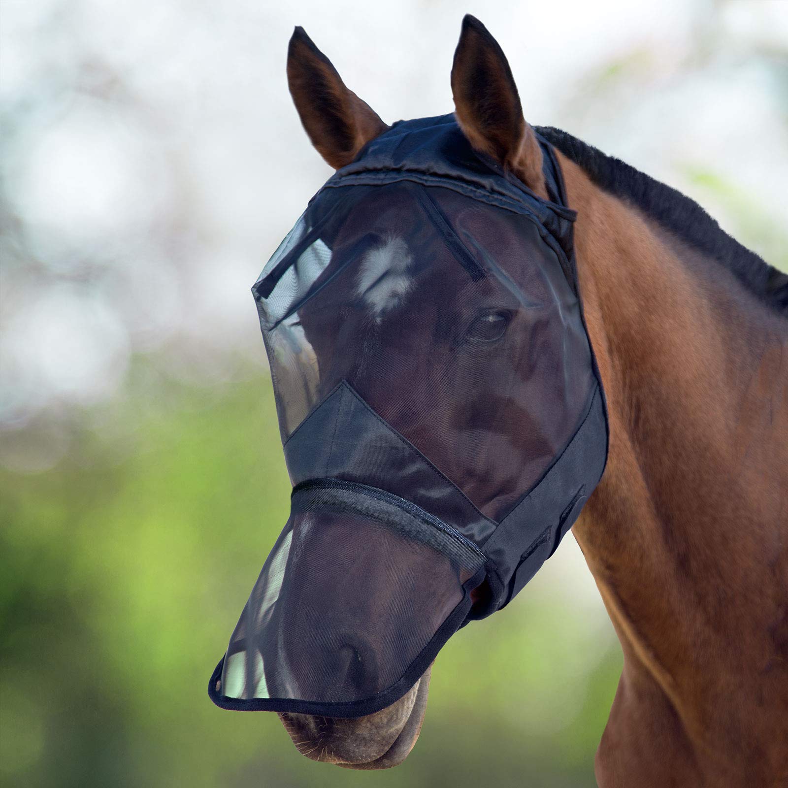 Harrison Howard CareMaster Horse Fly Mask Full Face No Ears Black XL Extra Full Size