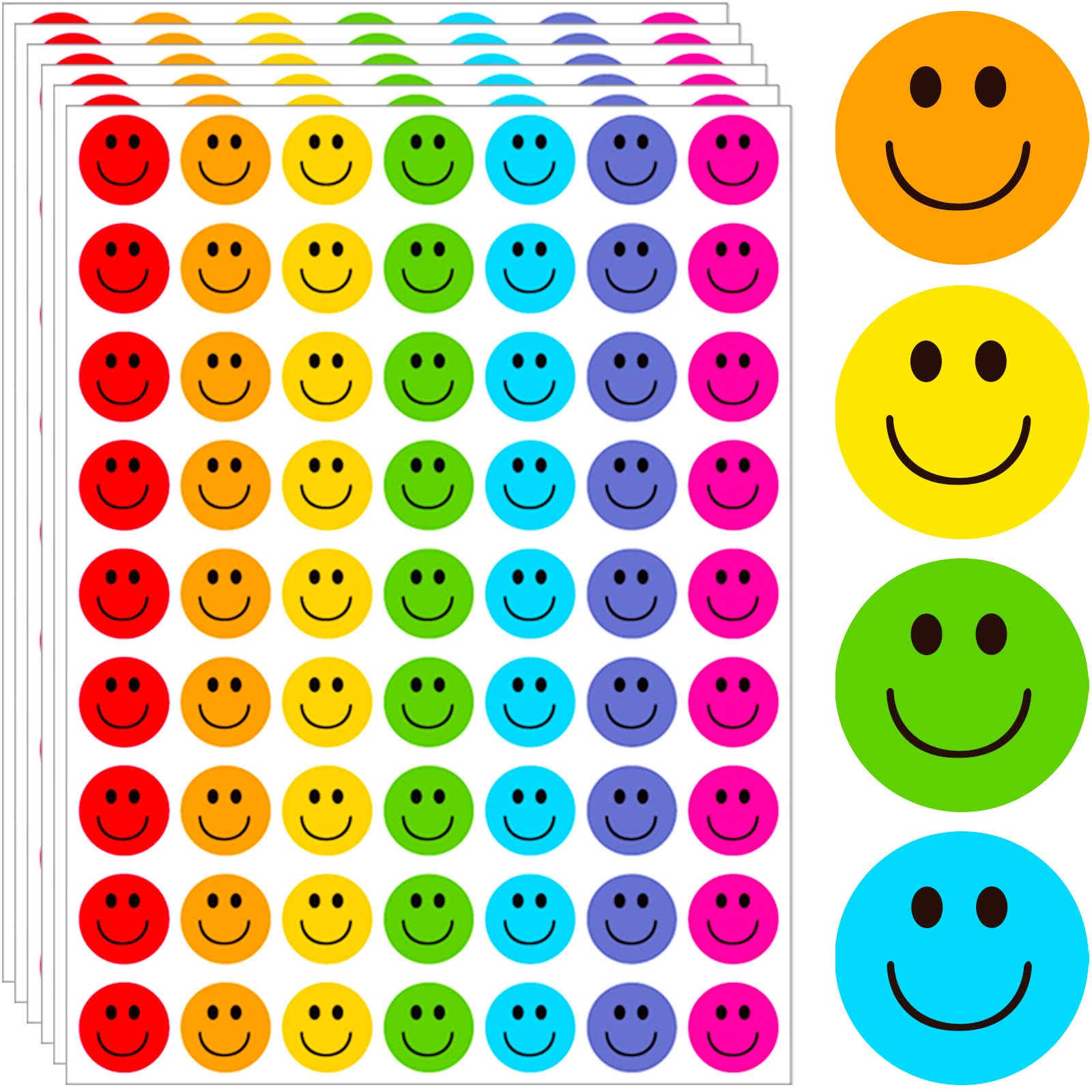 1260 Pcs Happy Smile Face Sticker Small Happy Face Decal Stickers Teachers Reward Stickers for Kids Colorful Mini Incentive Stickers Behavior Chart Stickers for Students, Classroom - 1 Inch