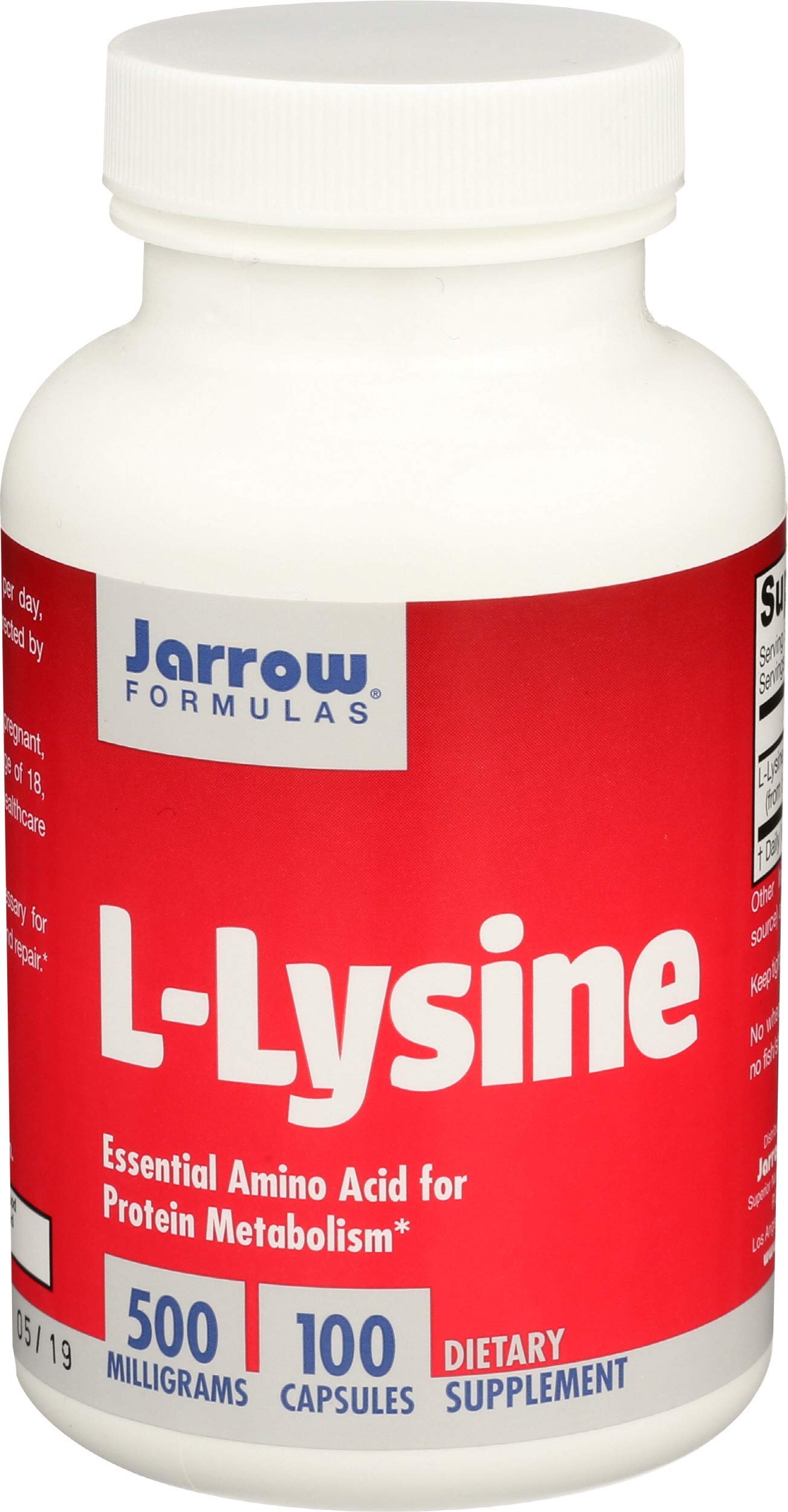 Jarrow Formulas L-Lysine, 100 Capsules, 500mg