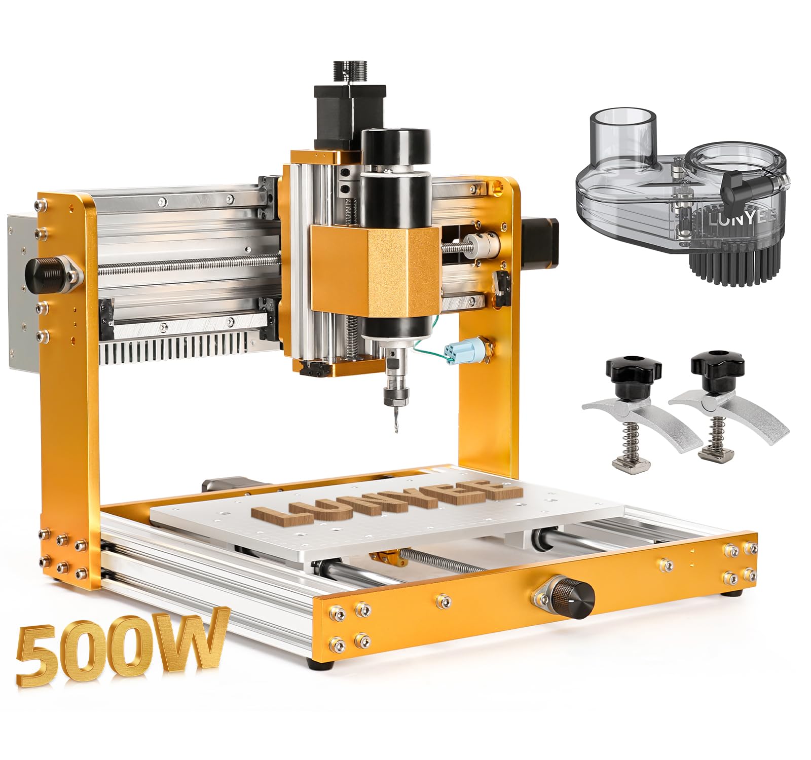 Lunyee 3018 Pro Ultra CNC Machine 500W All-Metal CNC Router Machine+52MM Diameter Dust Shoe