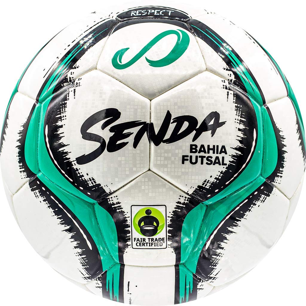 Bahia Professional Futsal Ball, Fair Trade Certified, White/Emerald/Black, Size 4 (Ages 13 & Up)