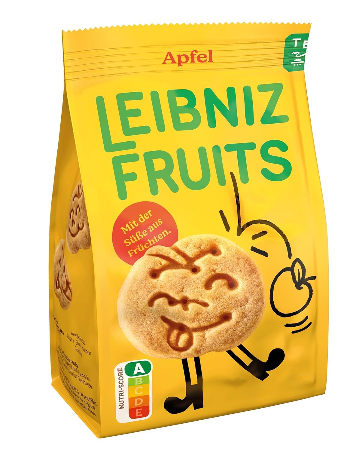 Leibniz Fruits Apple Flavoured Spelt Biscuits Small Biscuits with 100% Spelt Flour & the Sweetness of Fruits Nutri Score A 100g (Imported)