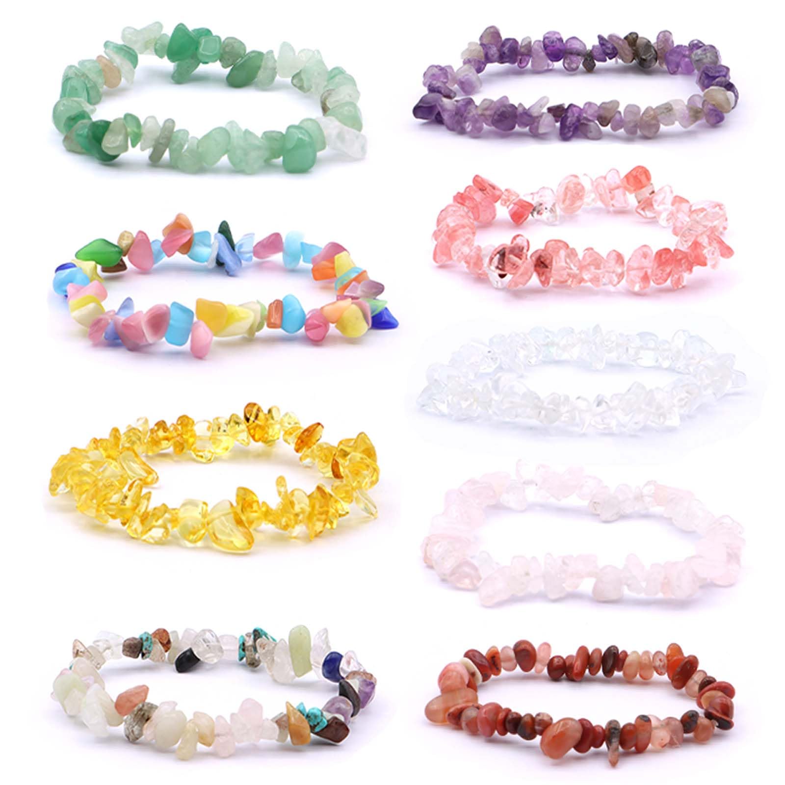 ZOCONE 9PCS Crystal Bracelets for Women Men Natural Gemstone Bracelets for Healing Colorful Stretch Chakra Bracelets for Yoga Bracelet Anxiety Relief Prayer Healing Protection