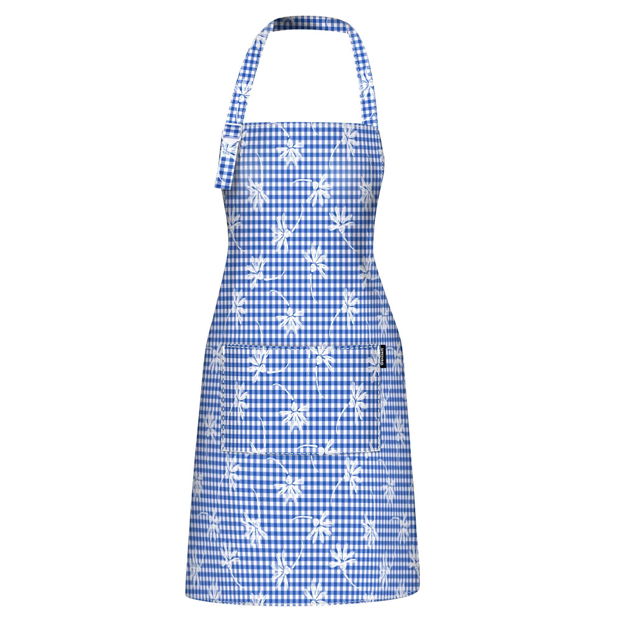 Kitchen Cooking Apron, Adjustable Chef Bib Aprons for Women/Men, 100% Cotton Apron for Restaurant Cafe Shop, Gingham Check