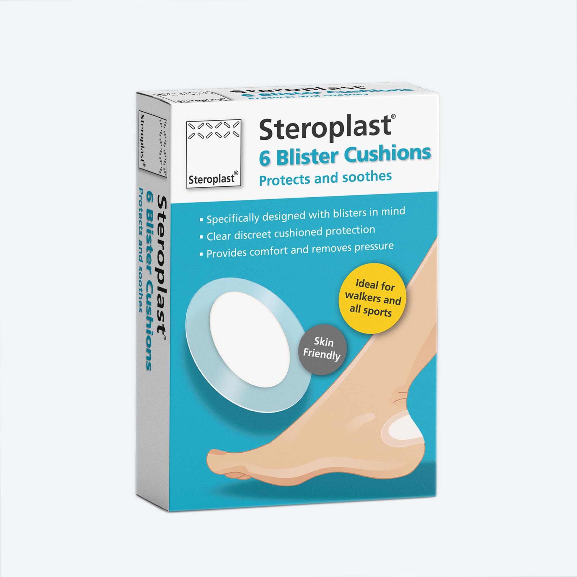 SteroplastBlister Cushions | 6 Plasters Per Box | Discreet Cushioned Protection | Hypoallergenic | Water Resistant Adhesive