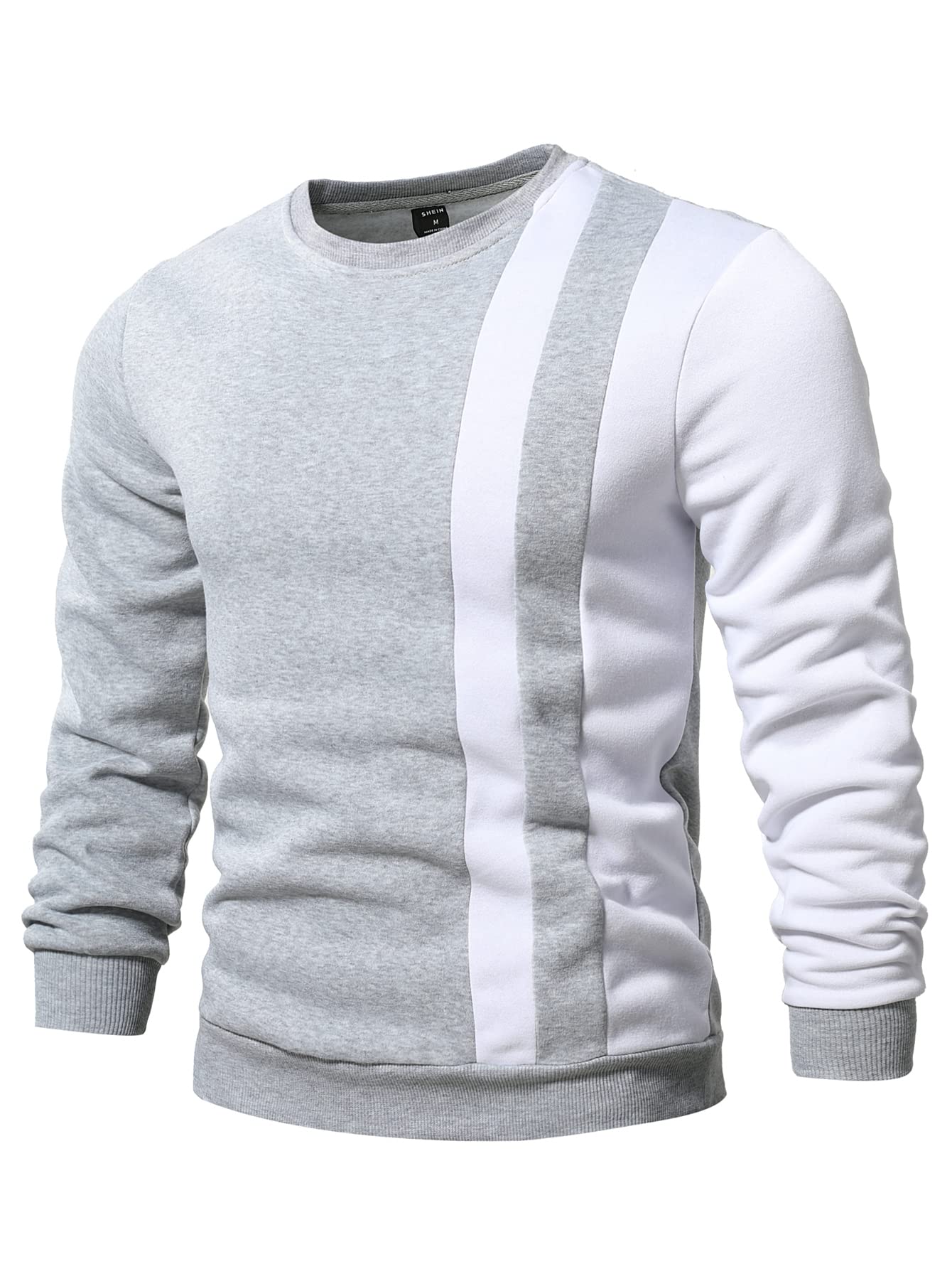 GORGLITTER Men's Casual Crewneck Sweatshirt Color Block Fleece Pullover Sweatshirt