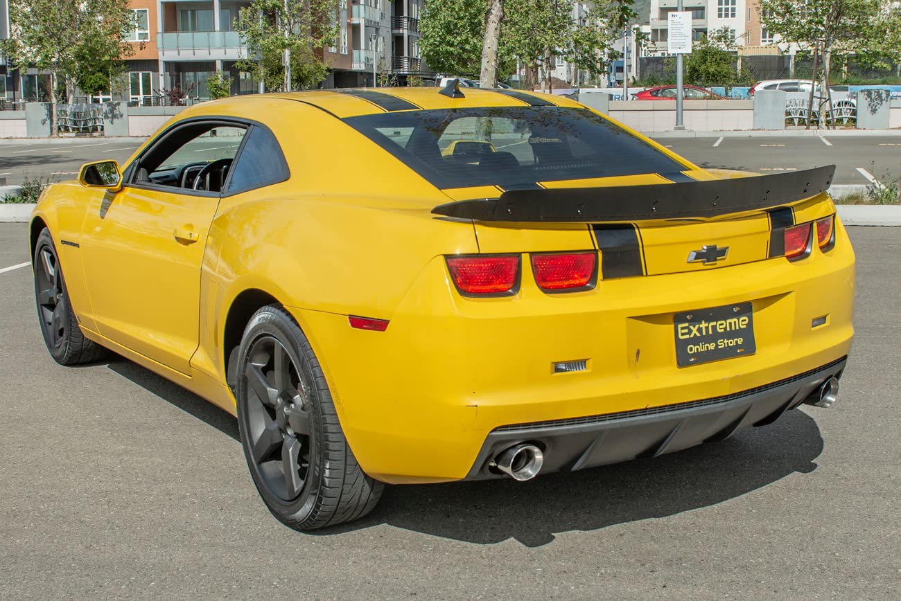 for 2010-2013 Chevrrolet Camaro | EOS ZL1 Style Rear Trunk Lid Wing Spoiler with Aluminum Glossy Black Center WickerBill Insert (ABS Plastic - Painted Glossy Black)