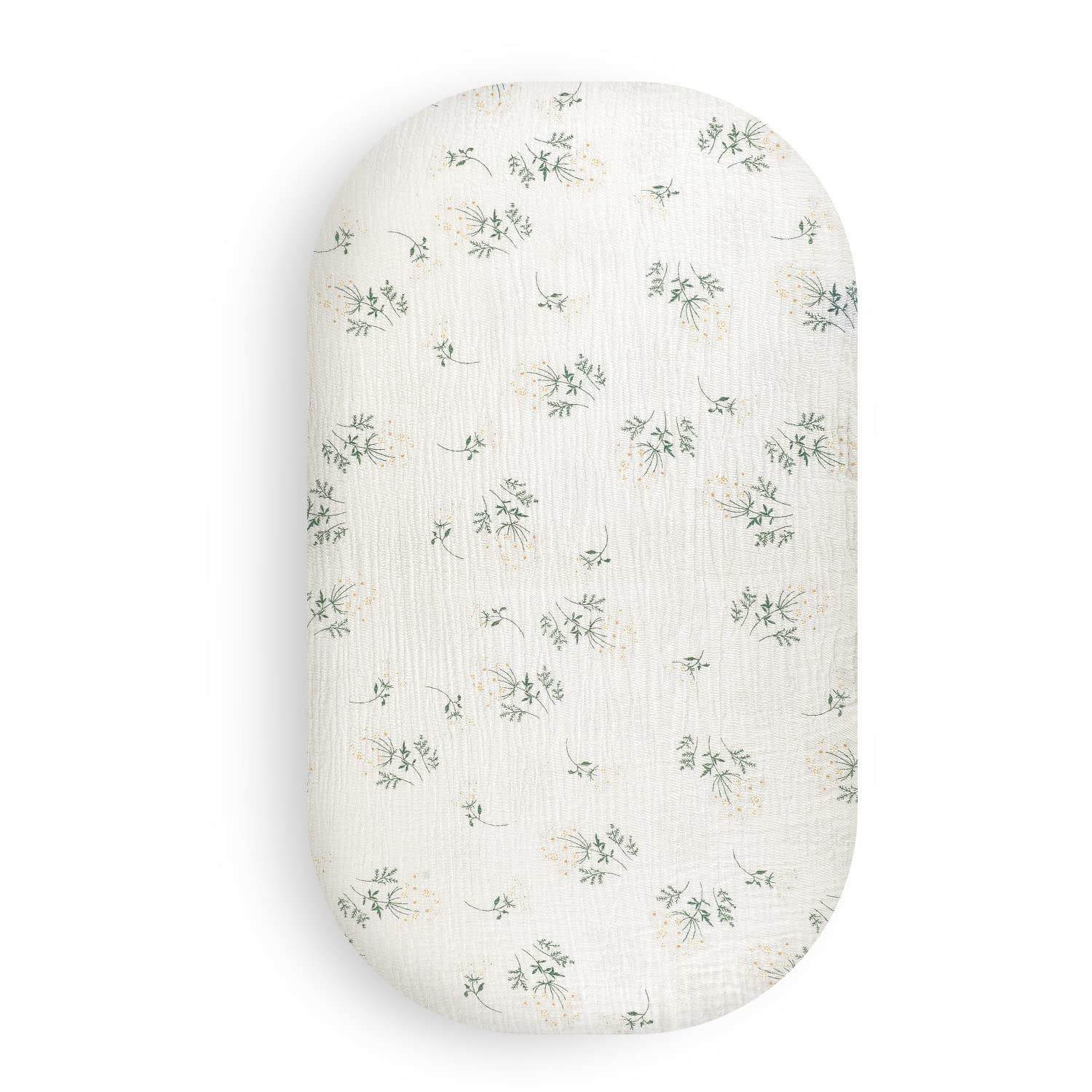 Muslin Bassinet Sheet Fitted for Halo,Graco,Mika Micky, Baby Delight, AMKE, Uppababy and Other Oval Hourglass and Rectangular Bassinet Mattress Pad. (Floral)