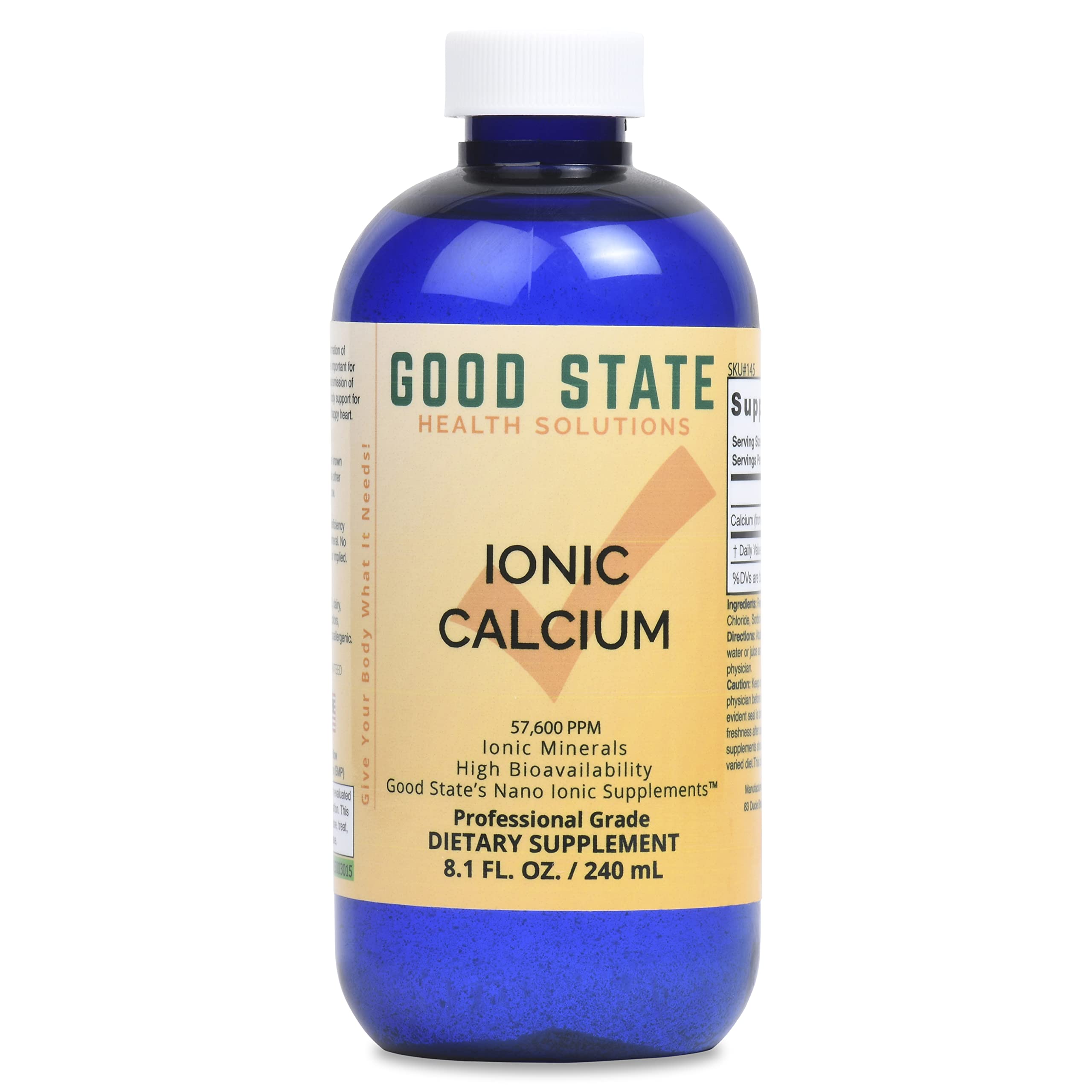 Good State | Ionic Calcium | Natural | Nano Sized Mineral Technology | Professional Grade | Supports Healthy Bones, Tendons & Ligaments | 96 Servings at 400 mg | 8 Fl oz Bottle