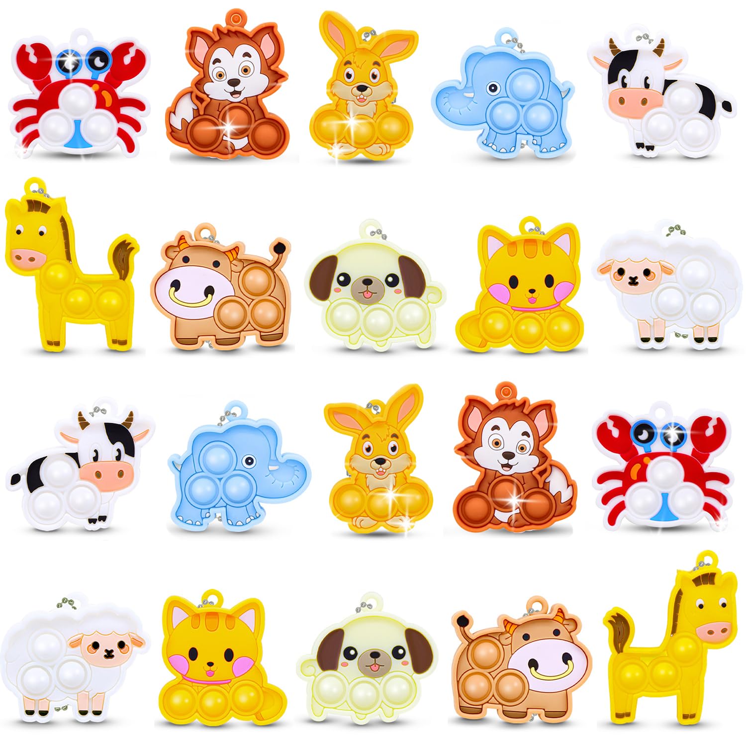 Masroo 30pcs Party Favors for Kids Fidget Toys Bulk Mini Pop Keychain Stocking Stuffers Birthday Carnival Treasure Classroom Prizes Toddler Toys Fidget Pack Stress Relief Toys