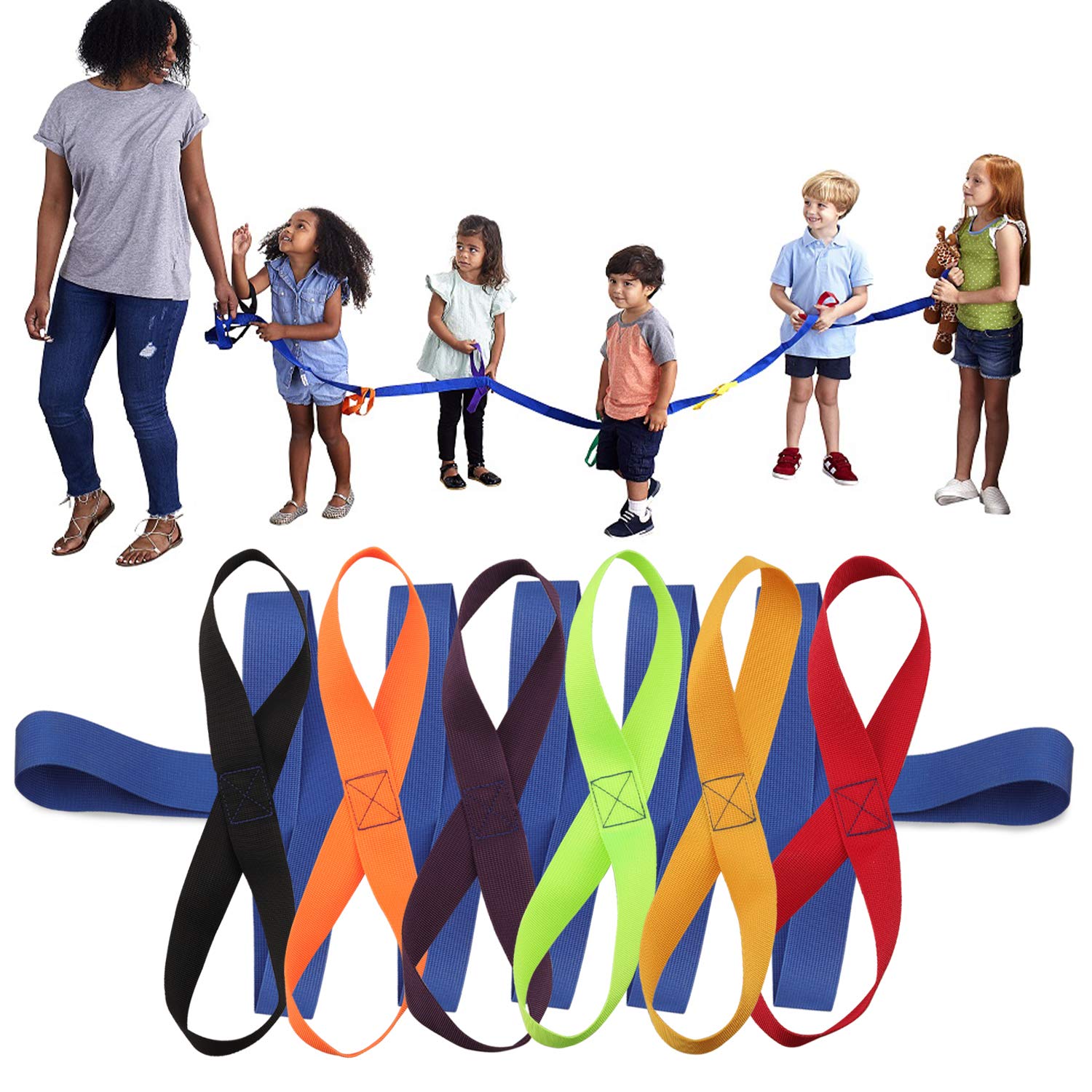 Toddler Walking Rope,Colorful Walking Rope for Preschool Daycare School Kids Outdoor Colorful Handles to Keep Children Calm and Line (Holding Loop for 12 Children 2 Teachers)