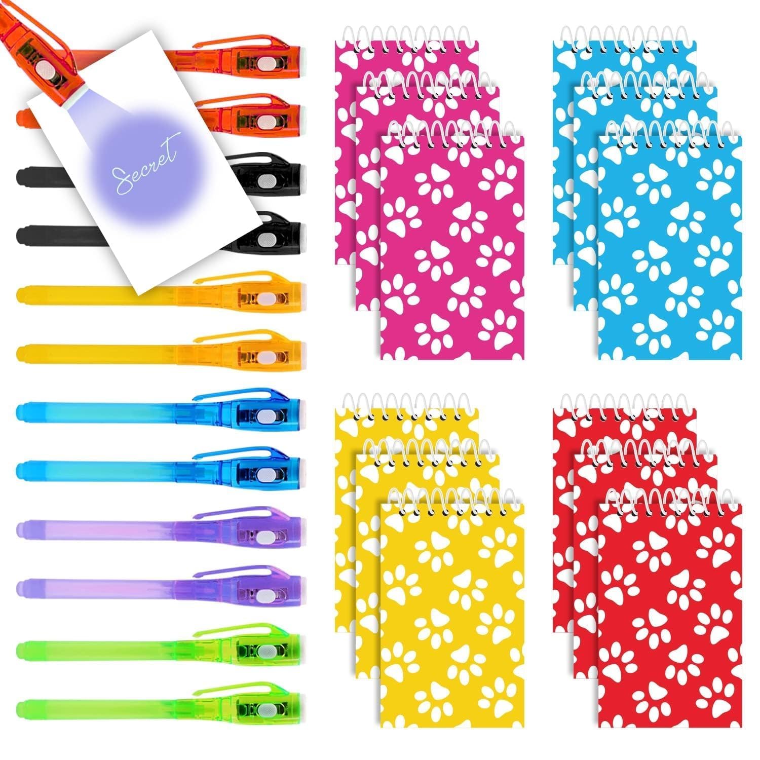 HeroFiber 12 Invisible Ink Pen with UV Light and 12 Dog Patrol Notebook Set. Party Favors for Kids 8-12, Escape Room Party Favors, Goodie Bag Stuffers for Kids 8-12, Spy Party Favors