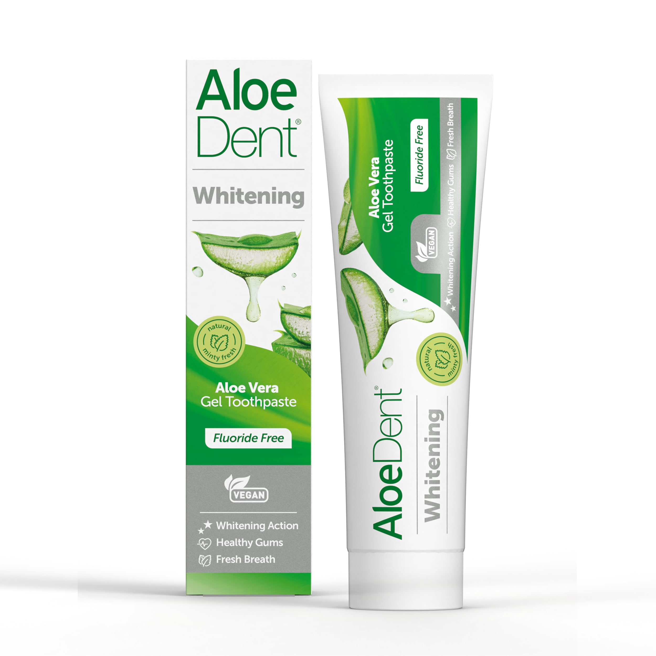 Aloe Dent Whitening Aloe Vera Toothpaste Fluoride Free, Natural Action, Vegan, Cruelty Free , SLS Free, Naturally White, Healthy Gums , 100 ml, packaging may vary