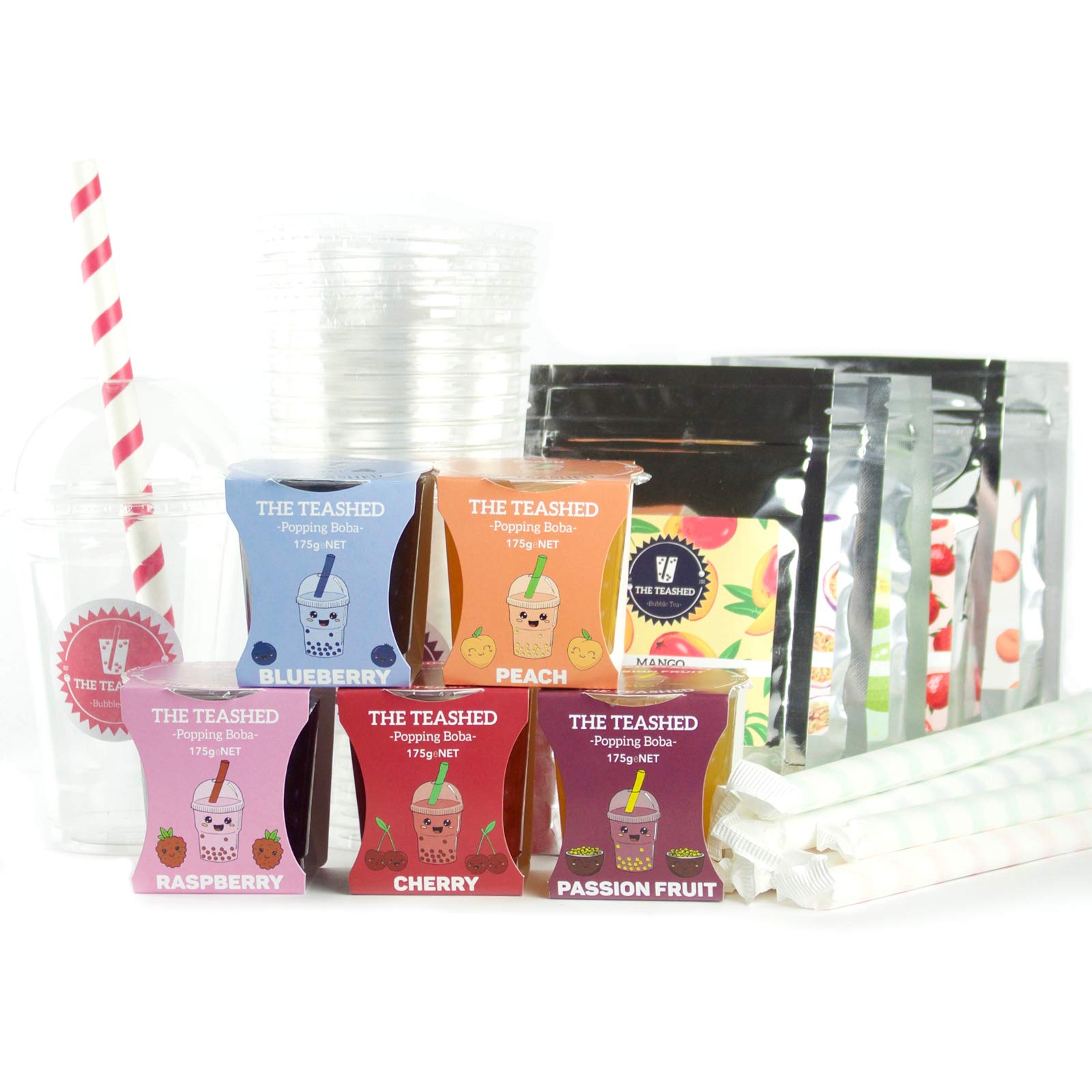 Large Bubble Tea Party Kit | Popping Boba, Bubble Tea Powder & Syrup | Powder & Syrup + Boba Set | The TeaShed