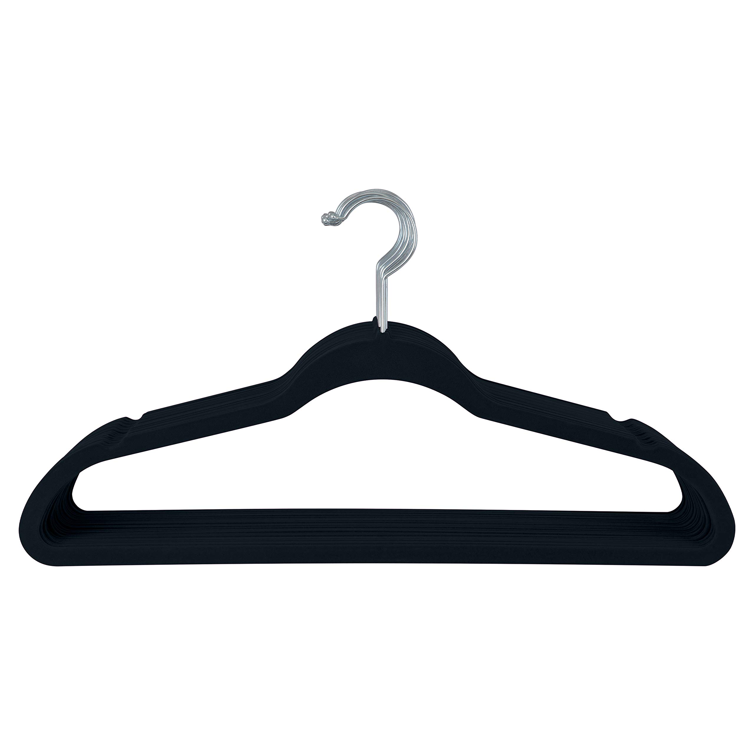 Simplify 10 Super Slim Velvet Huggable Hangers in Black