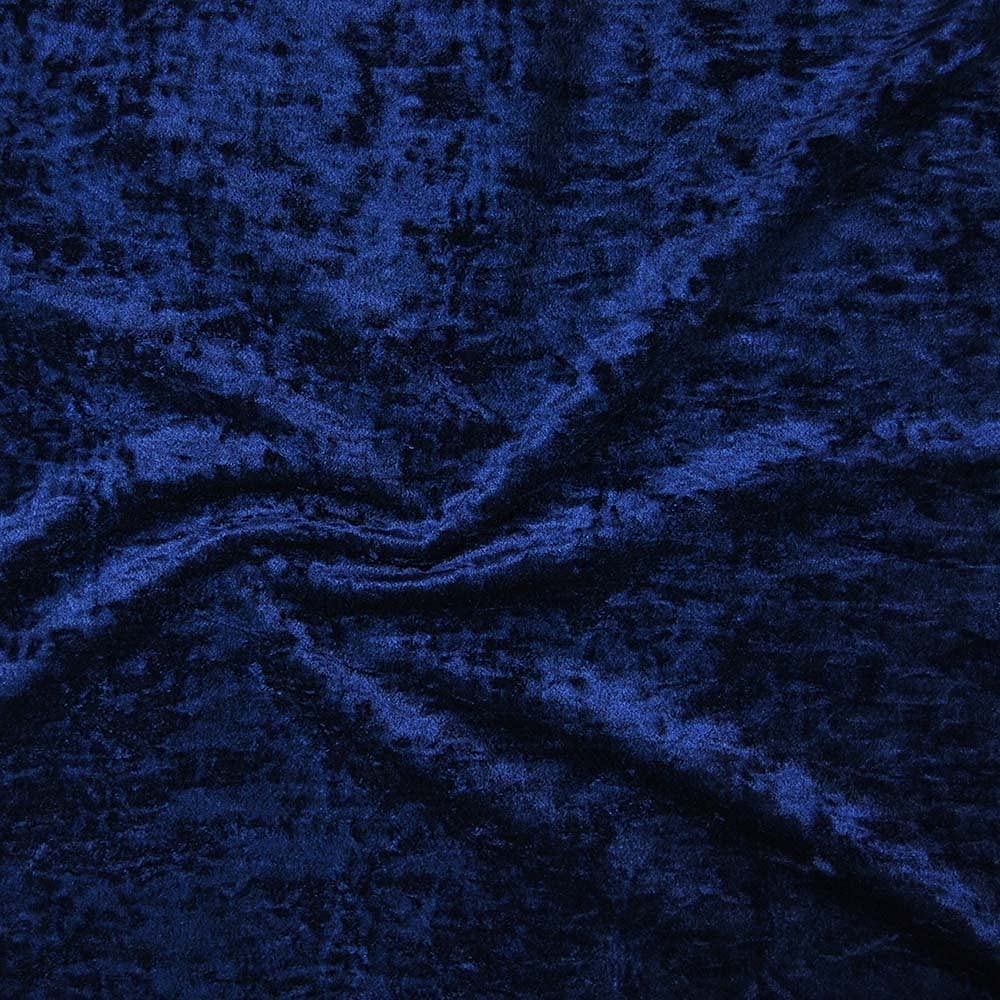 Fancy TextilesPremium Glitz Crushed Velvet Stretch Velour Fabric Material 60'' Wide (Navy Blue, 1 Meter(pre Cut))