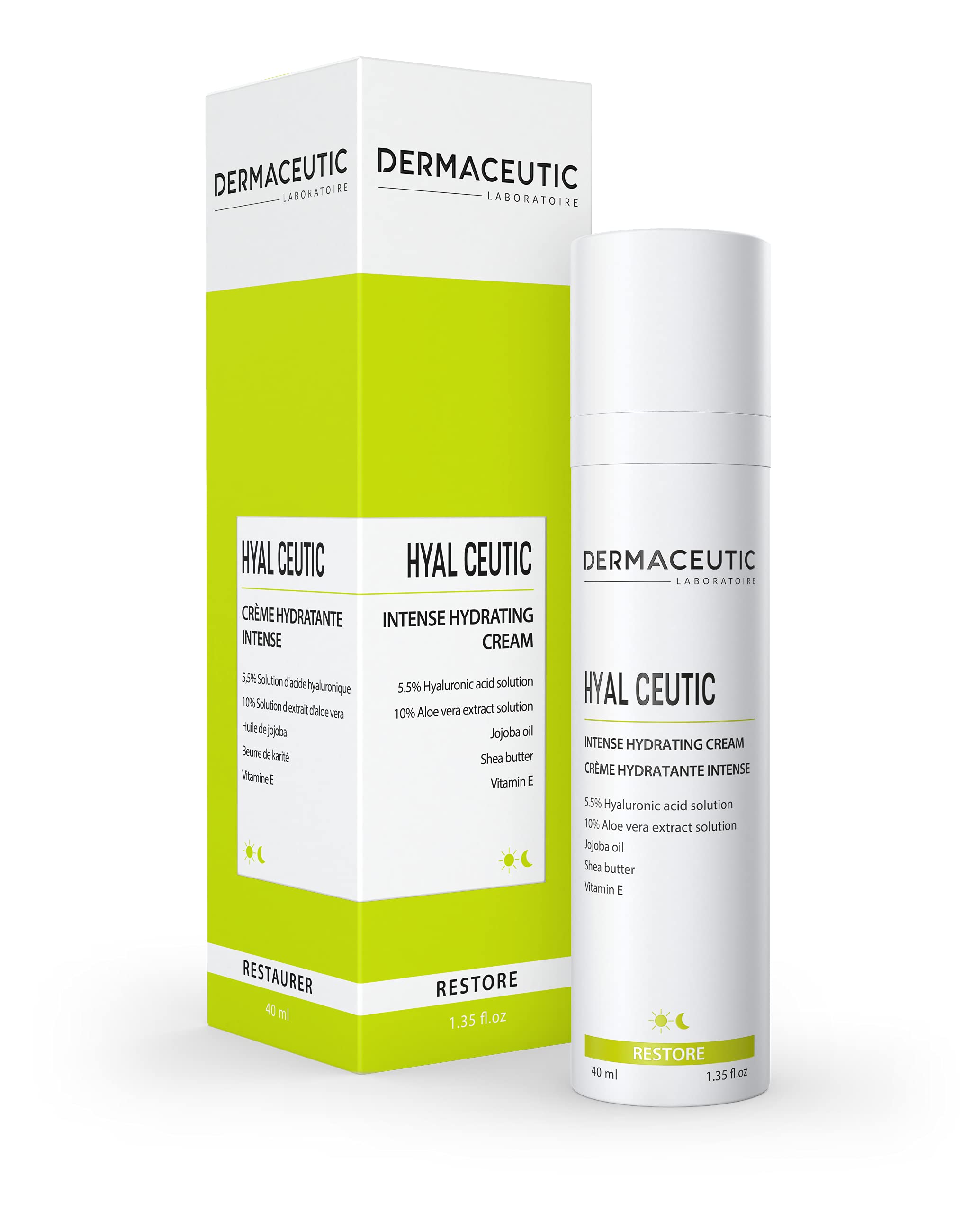 DERMACEUTICHyal Ceutic - Intense 24hr moisturizing cream with Hyaluronic acid, Aloe Vera, Vitamin E and Jojoba oil - 40ml