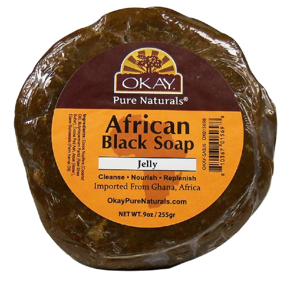 OkayAfrican Black Soap from Ghana with Shea Butter, 6 Ounce, BROWN, 9 Ounce (Pack of 1)