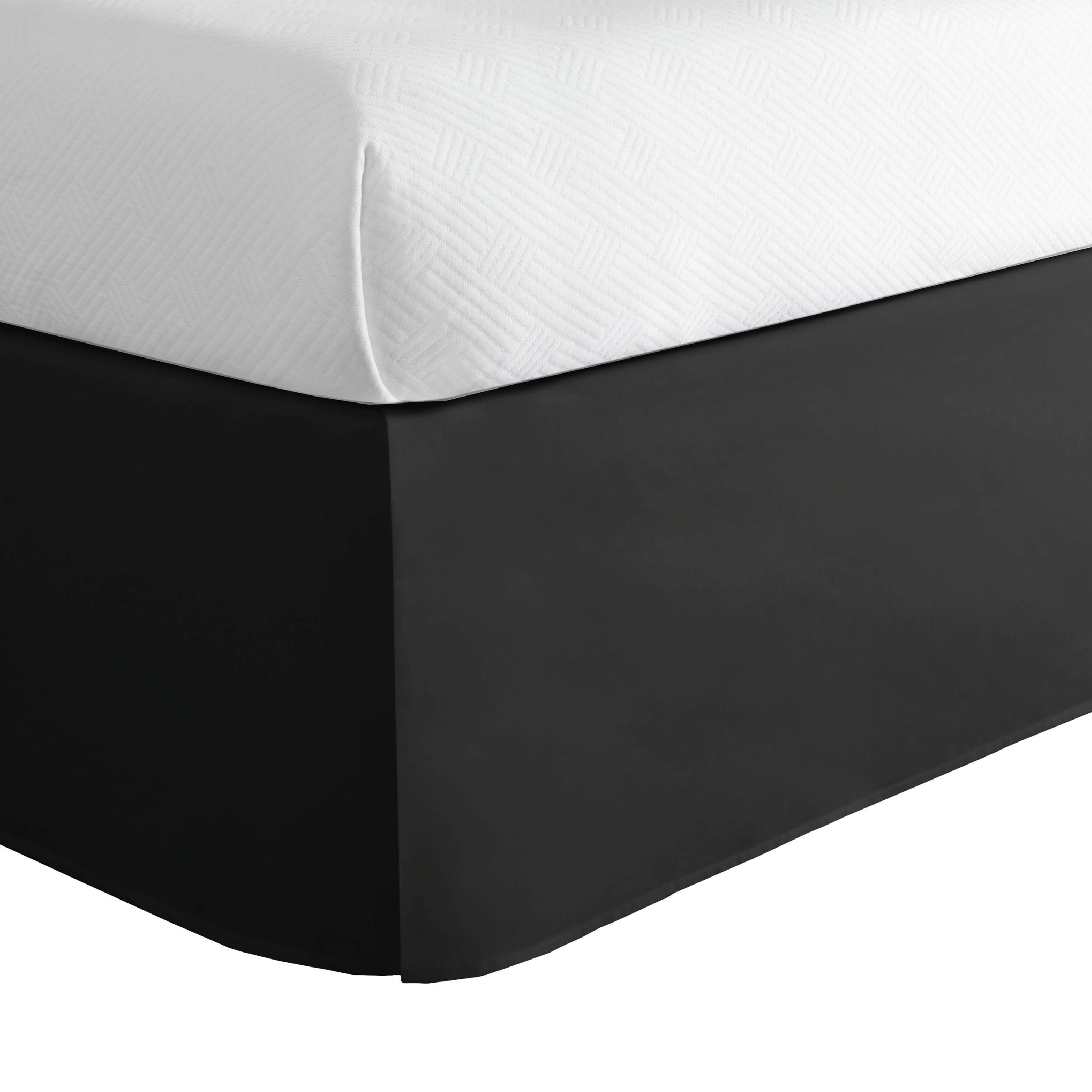 Lux Hotel Microfiber Tailored Bed Skirt with Classic 14 Inch Drop Length Pleated Styling, California King, Black