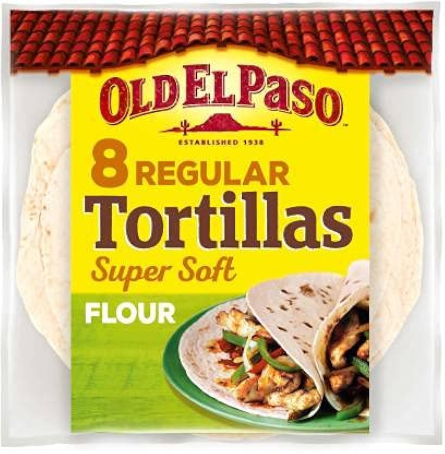 Old El PasoSoft Tortilla Wraps, Flour, 326g, Made Exclusively with Sunflower Oil, Preservative Free, Your Choice of Tortilla for Fajitas, Burritos, & Sandwiches, Super Soft, and Flexible, 8 Pieces