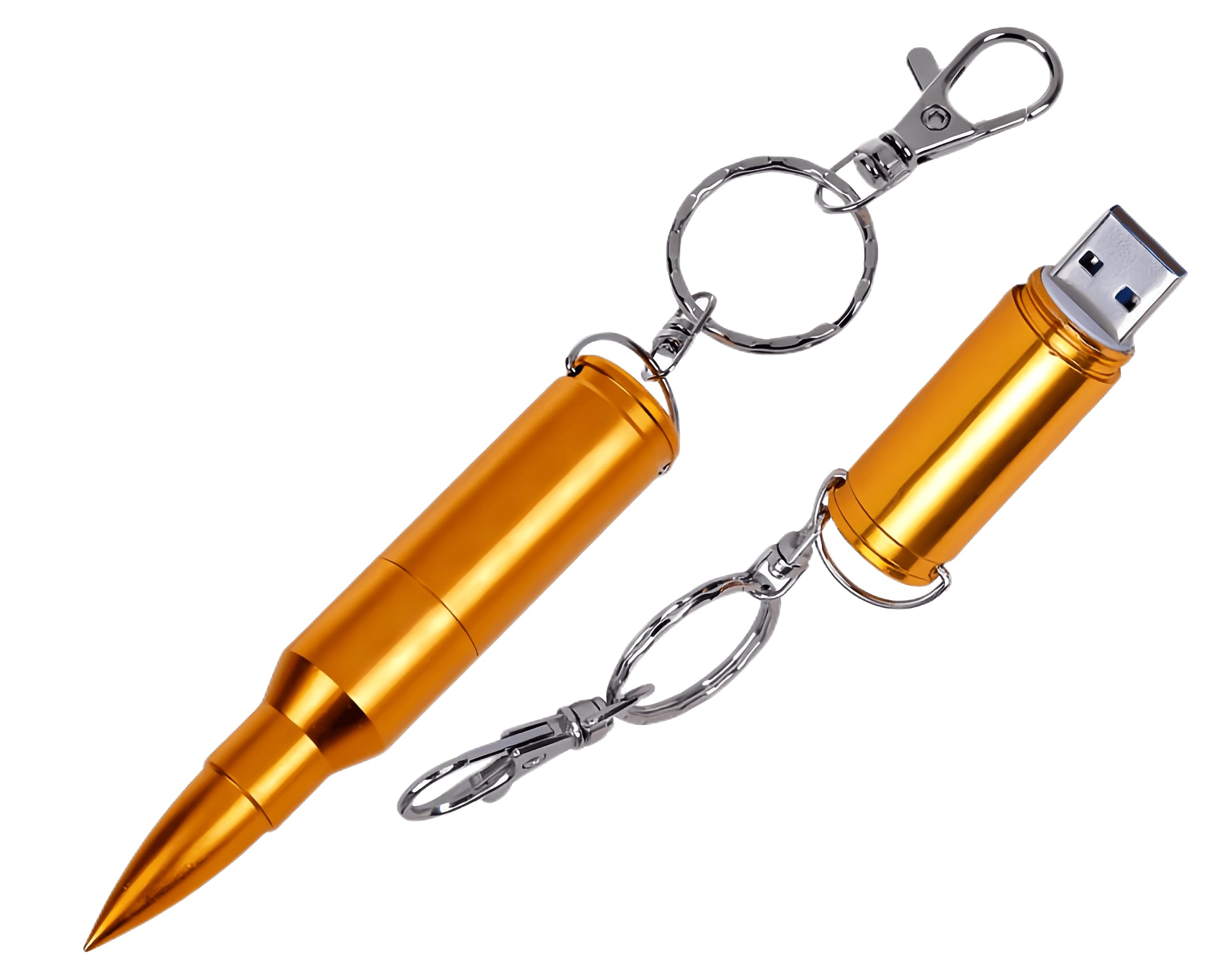 WooTeck64GB Metal Shining Bullet USB Flash Drive Memory Stick with Keychain,Golden