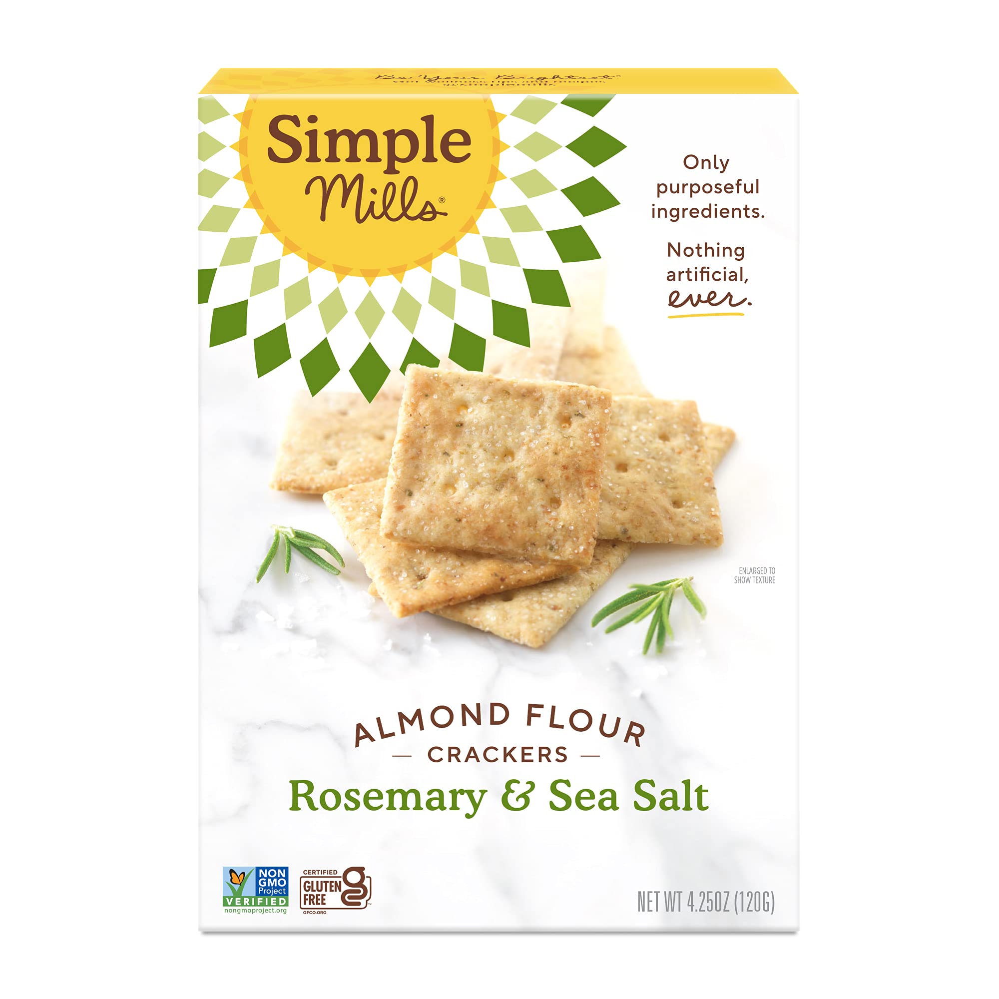 Simple Mills Almond Flour Crackers, Rosemary & Sea Salt - Gluten Free, Vegan, Healthy Snacks, 4.25 Ounce (Pack of 1)