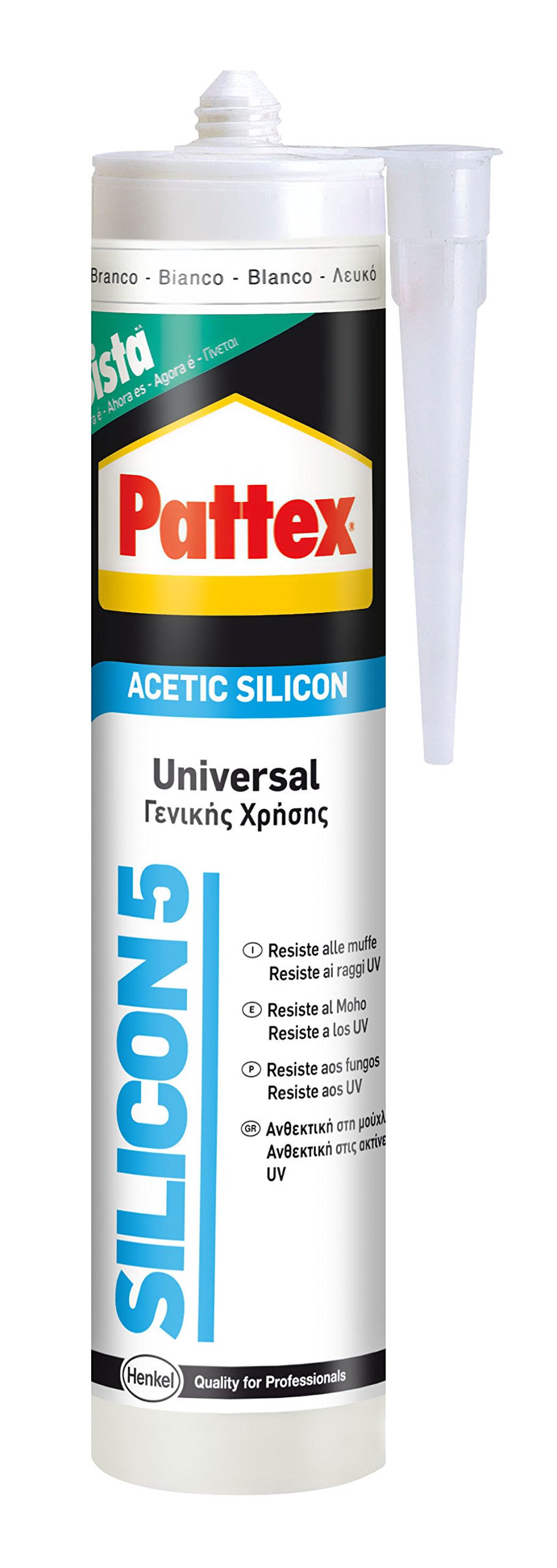 Pattex Silicon 5 Universal Acetic Silicone, Transparent, Full Pack 25 Pieces