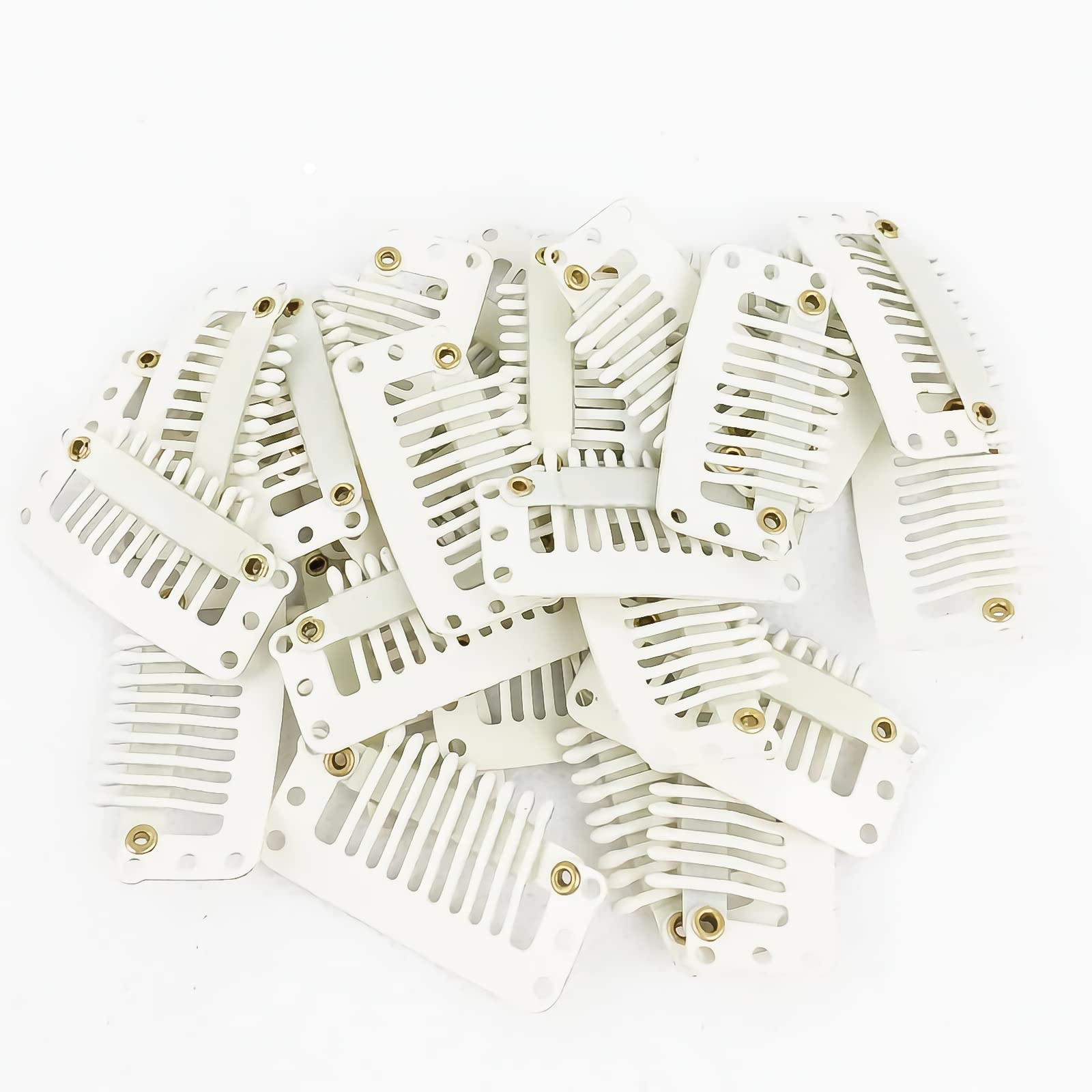 20 pcs/lot 32mm 9-teeth Wig Clips, Hair Extension Clips Snap Comb Clips, U-shape Hair Clips for Wigs Hair Extensions Hairpiece Wig Accessories Clips with Rubber Silicone Back (Beige)