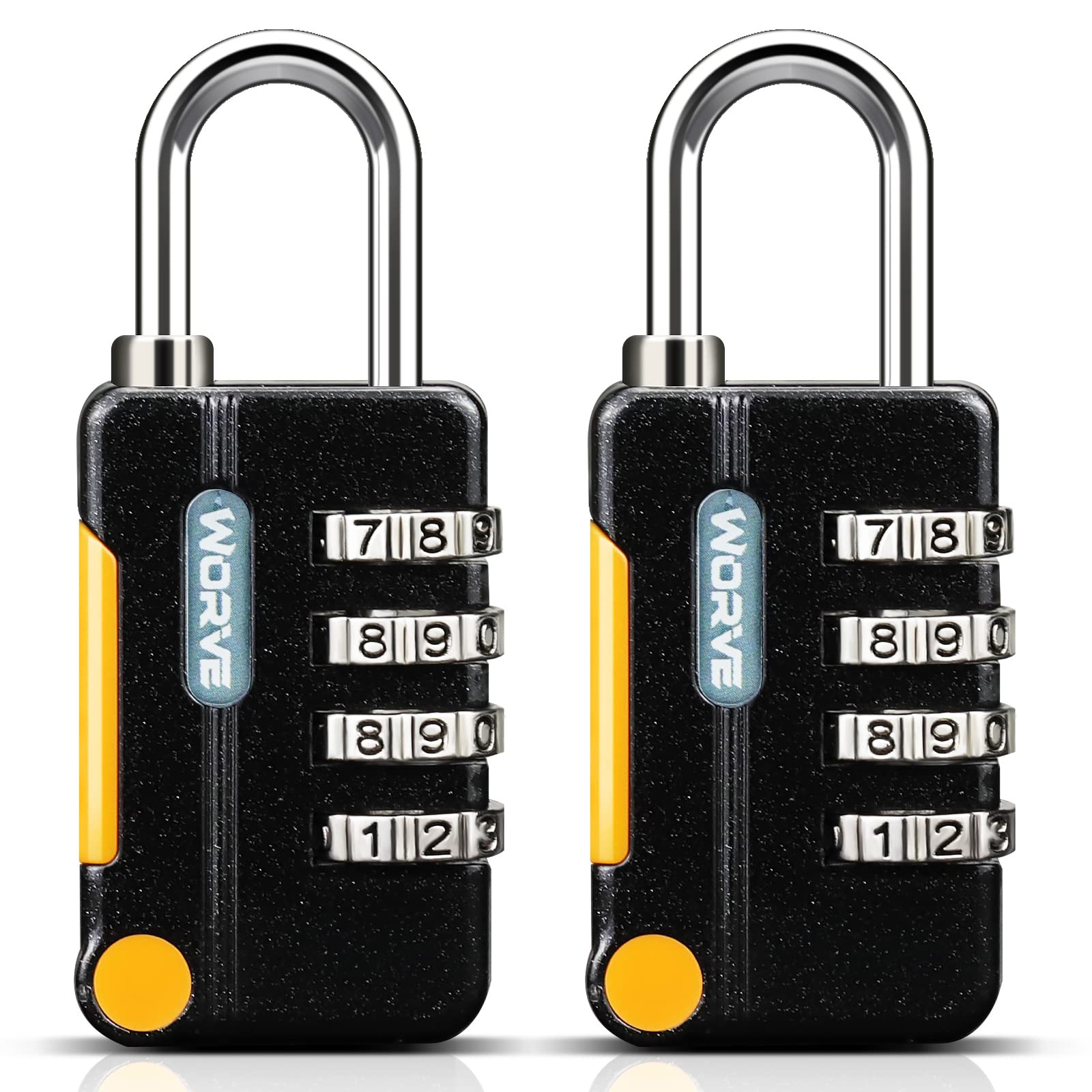 Worve2 Pack Combination Lock 4 Digit Outdoor Waterproof Padlock for School Gym Locker, Sports Locker, Fence, Toolbox, Gate, Case, Hasp Storage (Black)