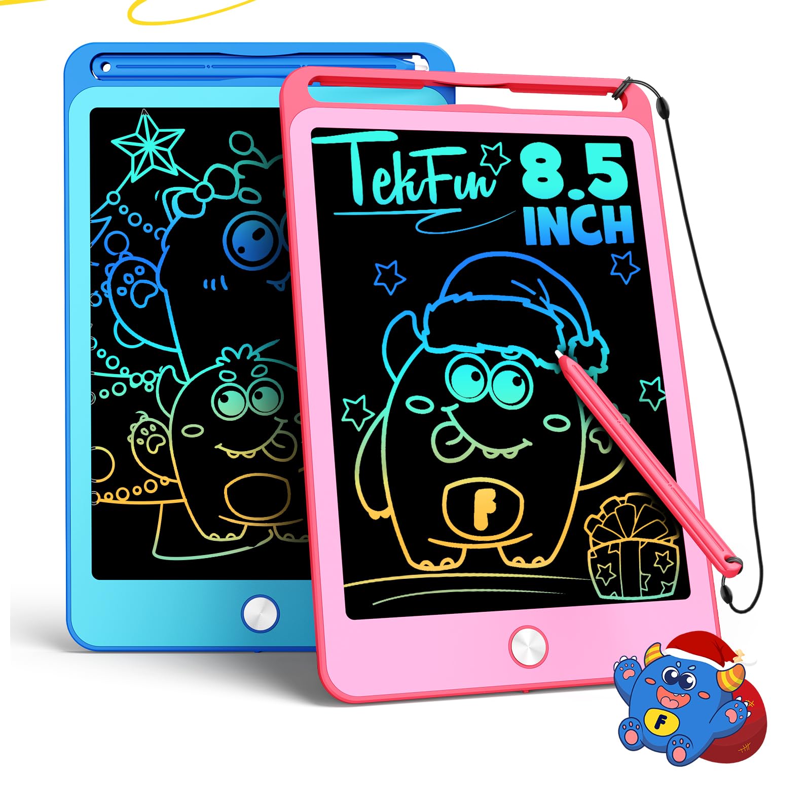 TEKFUN 2 Pack LCD Writing Tablet for Kids, 8.5 Inch Blue+Pink Doodle Board Drawing Board Drawing Tablet with Lanyard, Educational Kids Easter Toddler Toys Birthday Gift for Boys Girls 3-12 Years Old