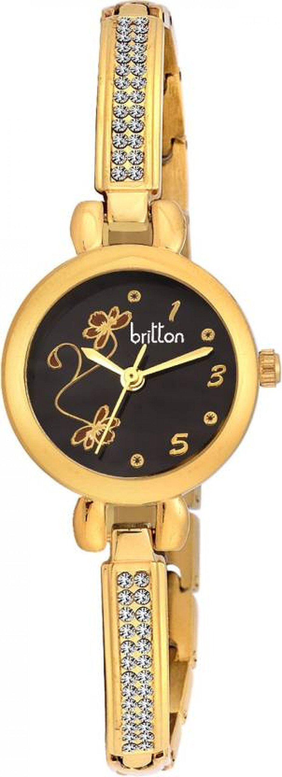 Britton Analog Black Dial Women's Watch - BR-LR011-BLK-GLD