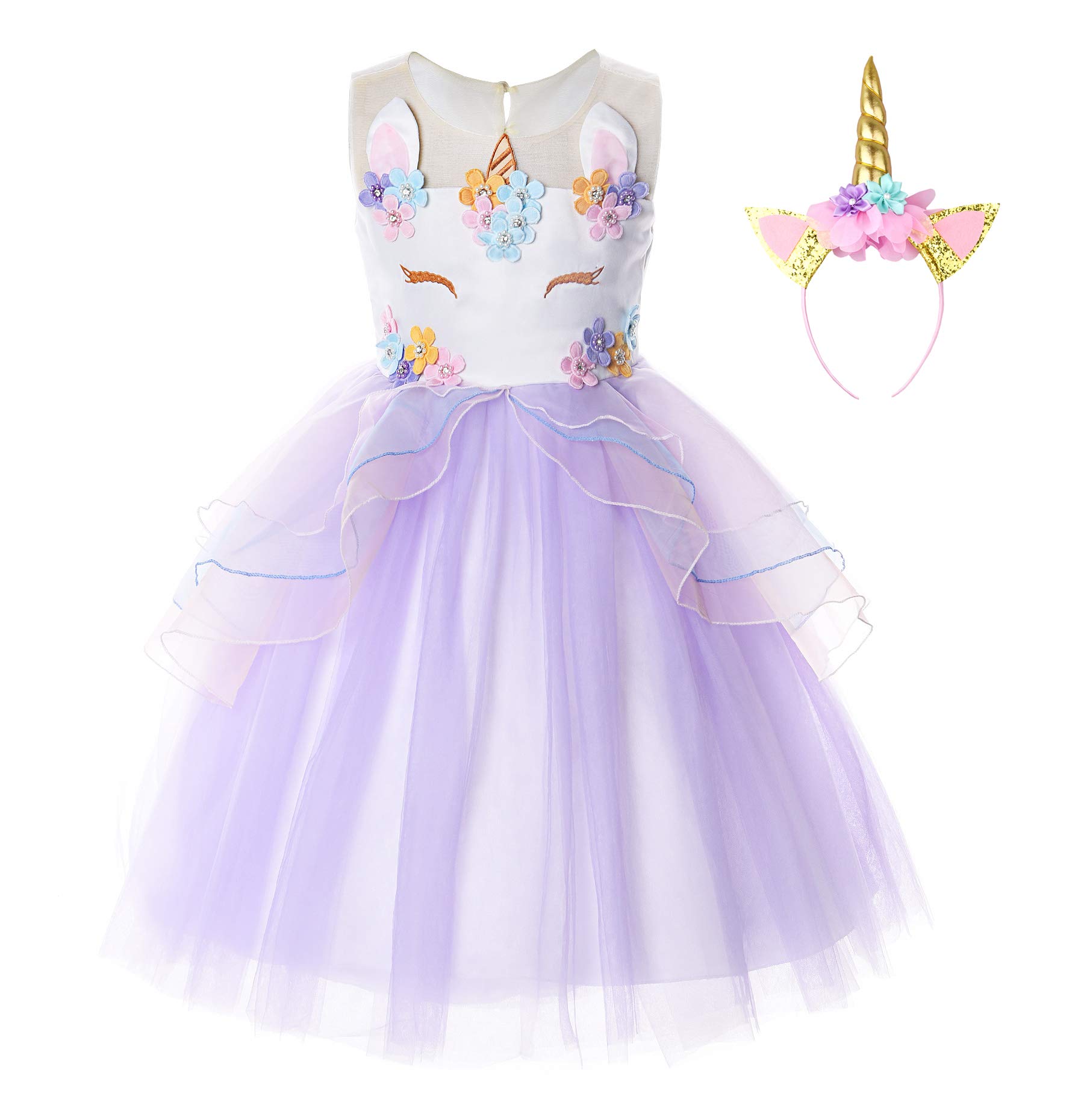 JerrisApparel Flower Girls Unicorn Costume Pageant Princess Party Fancy Dress