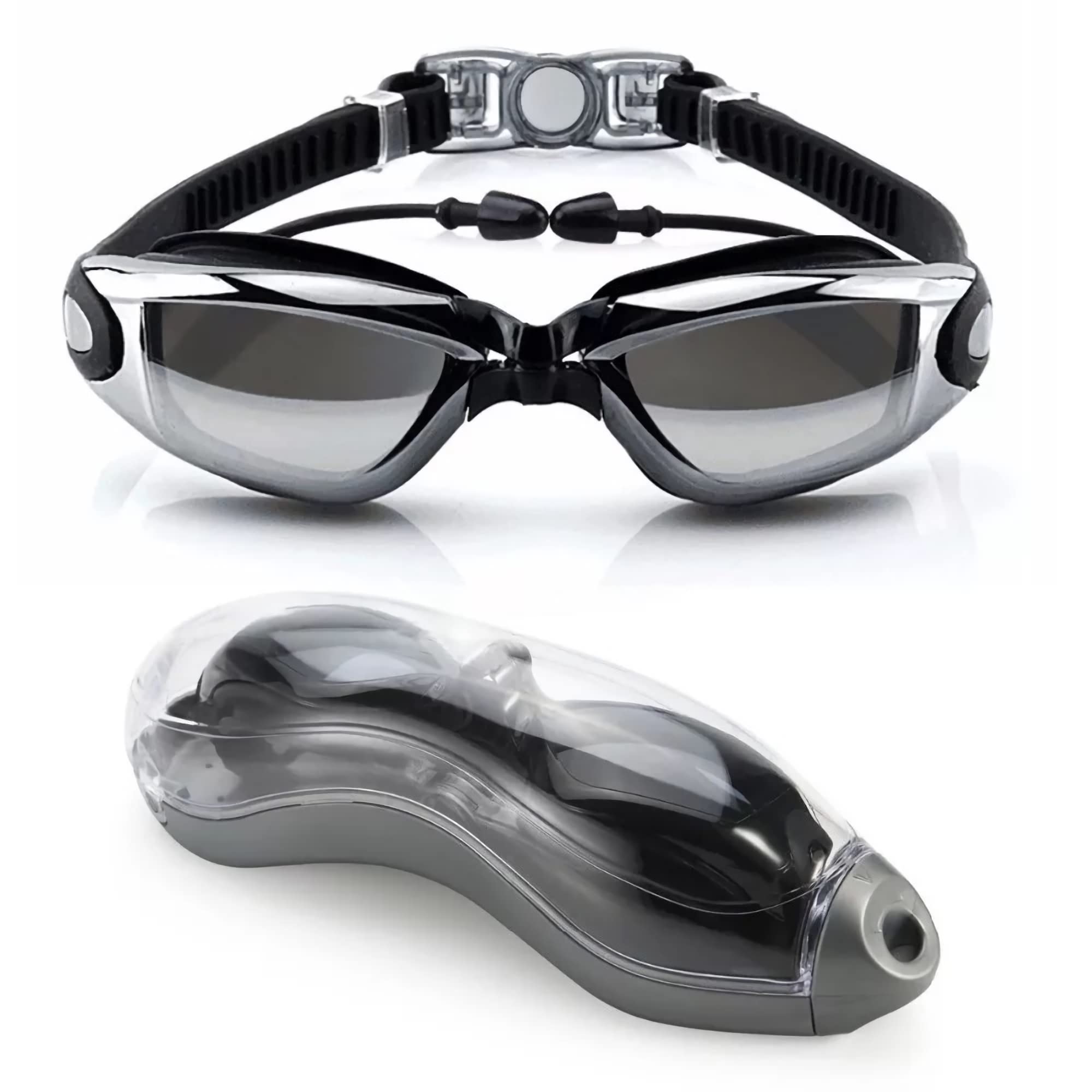 Swimming goggles - with ear plug, antifog, comfortable and specially size adjustable , for men, women and teenagers