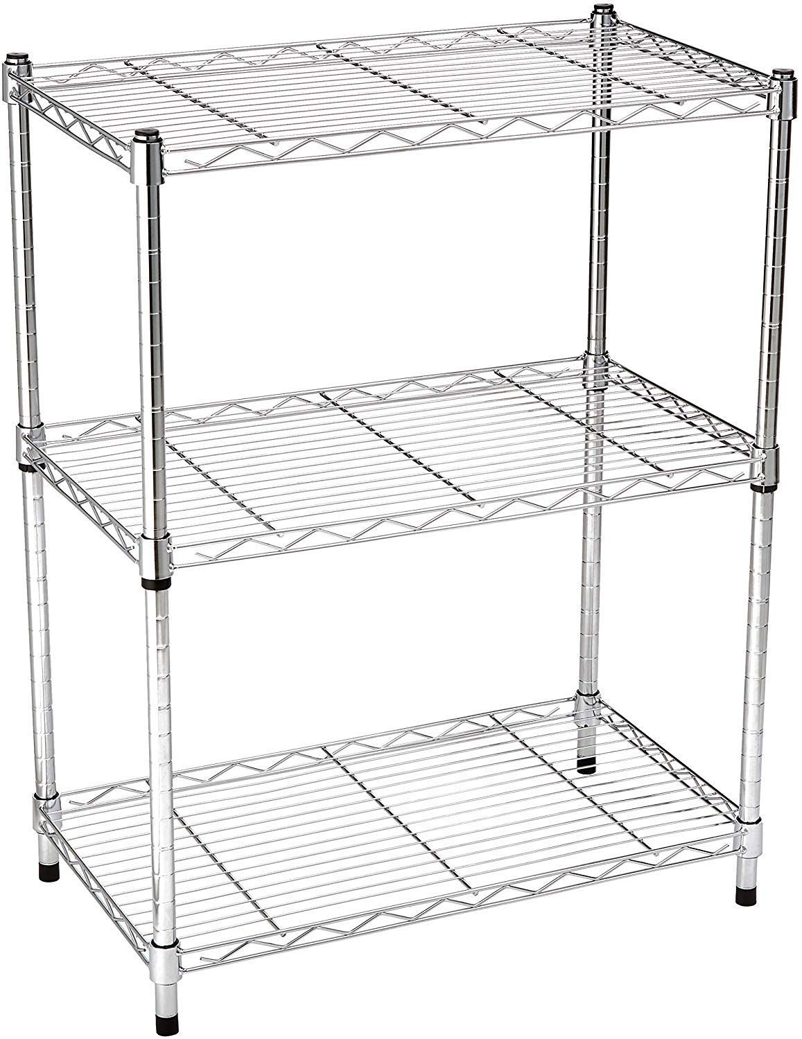 Amazon Basics 3-Shelf Adjustable, Heavy Duty Storage Shelving Unit (113.3 kilogram loading capacity per shelf), Steel Organizer Wire Rack, Chrome, 58.9 x 34 x 193.5 centimeters