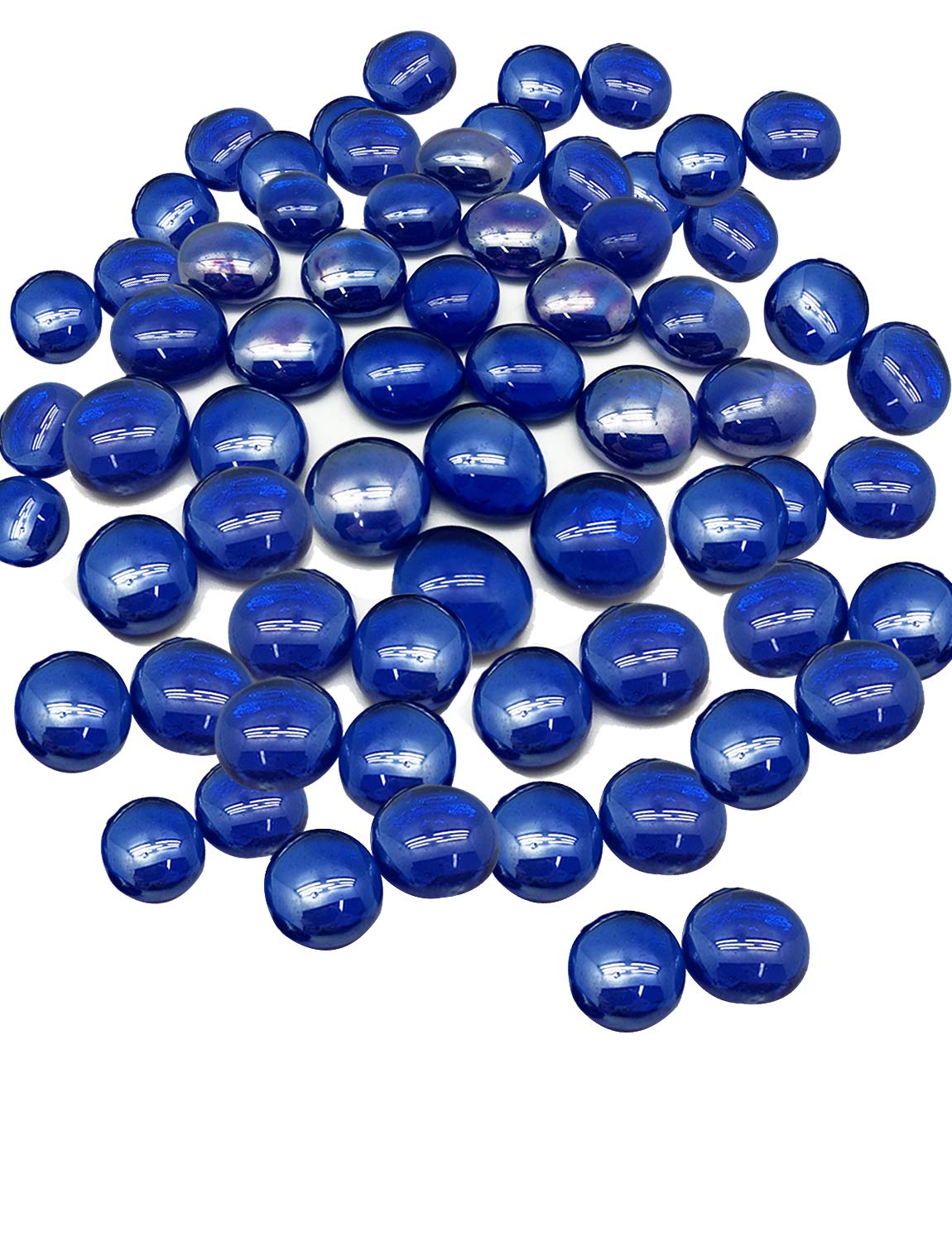 Joyclub Blue Flat Marbles, Pebbles, Glass Gems for Vase Fillers, Party Table Scatter, Wedding, Decoration, Aquarium Decor, Crystal Rocks, 1 lbs (Approx 100 pcs)