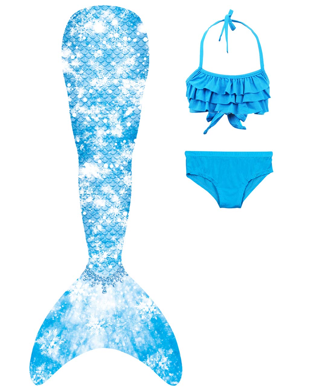 DNFUN Mermaid Tails with Bikini for Girls Mermaid Swimsuit for Kids,Without Monofin