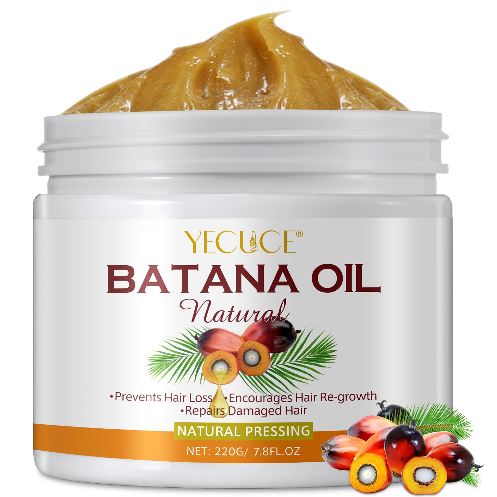 Raw Batana Oil for Hair Growth, 220g Pure & Organic Batana Oil from Honduras, Stimulate Hair Growth, Prevent Hair Loss, Eliminates Split Ends for Men & Women