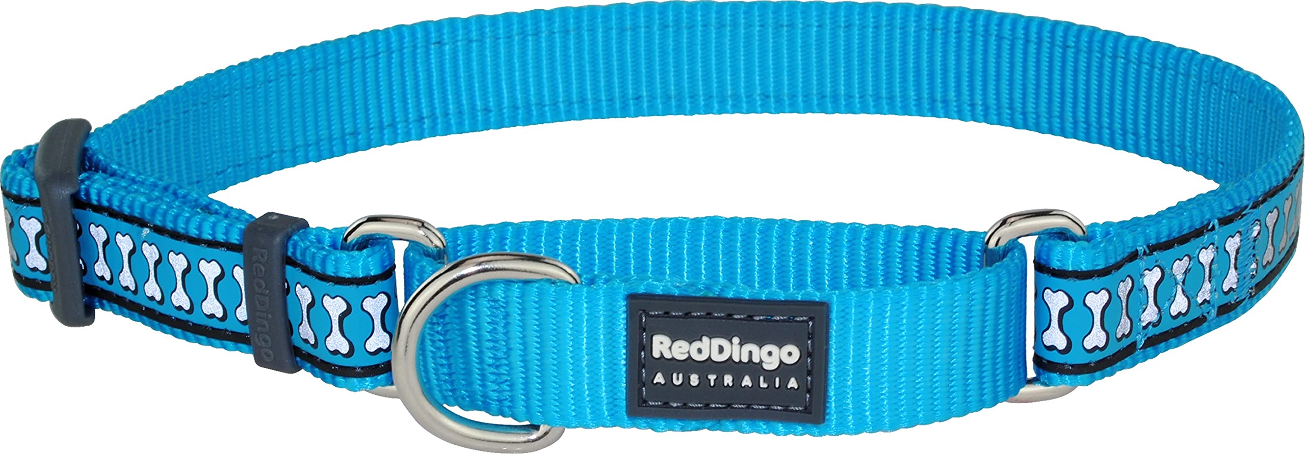 Red Dingo MC-RB-TQ-25 Martingale Collar Reflective Bones, Large, Turquoise